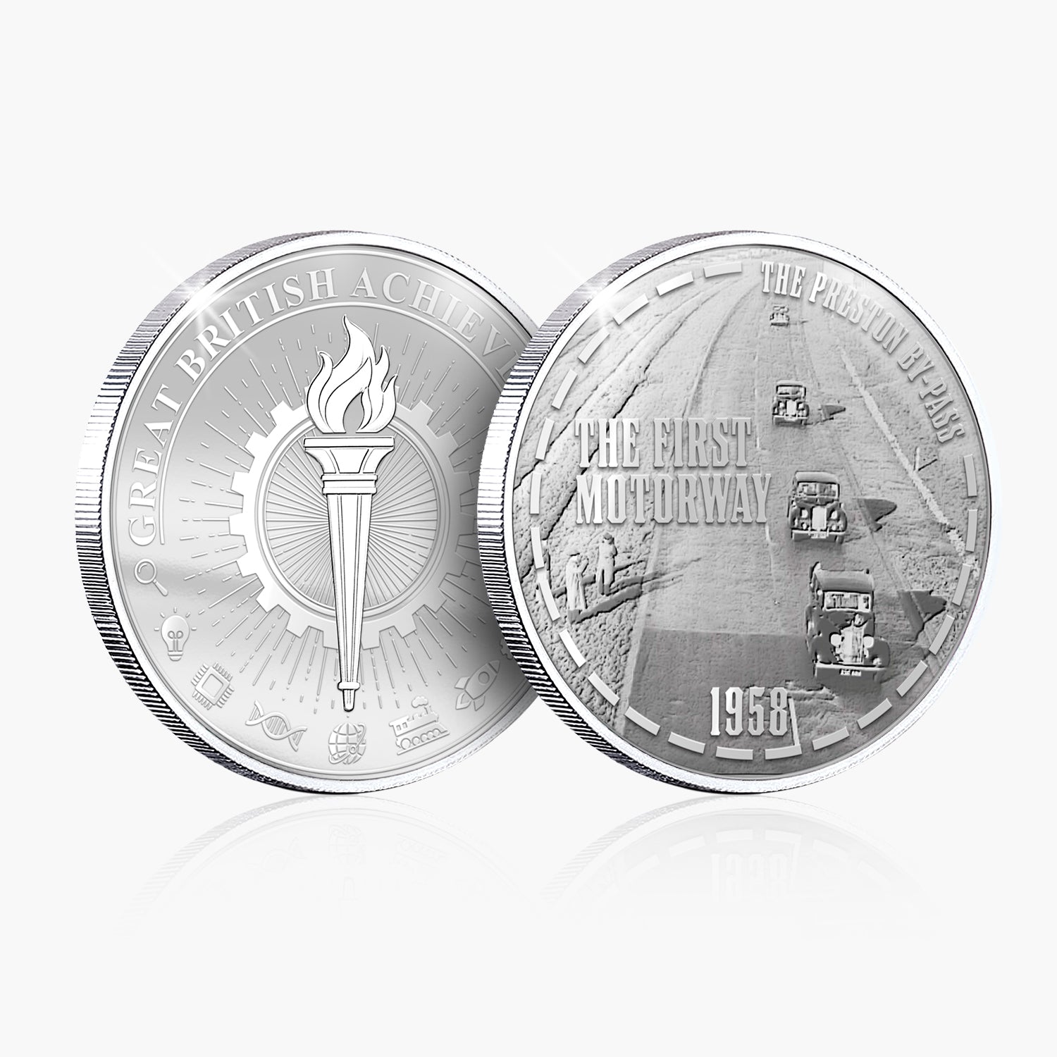 Great British Achievements First Motorway Silver Plated BU Commemorative