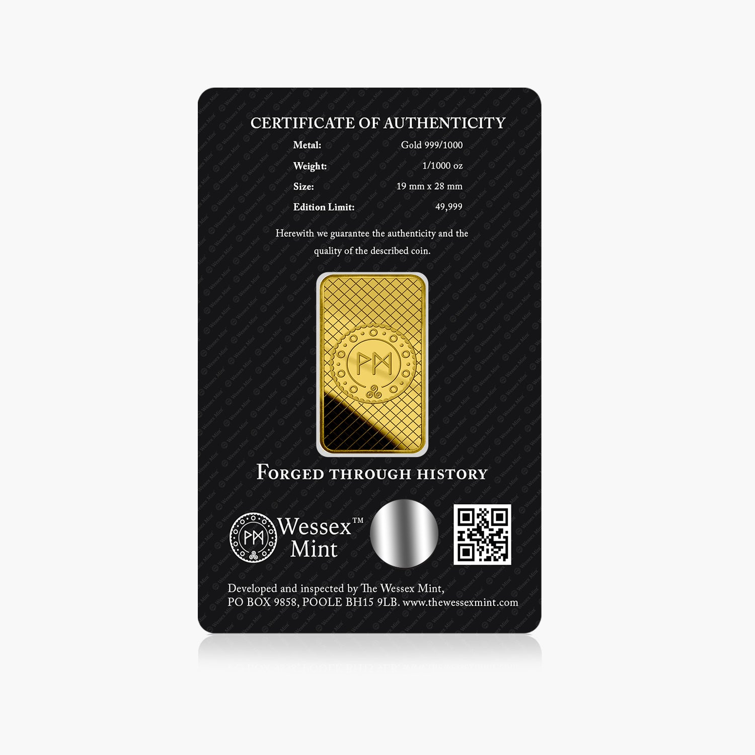 Wessex Mint 1/1000th oz Panda Solid Gold Bar