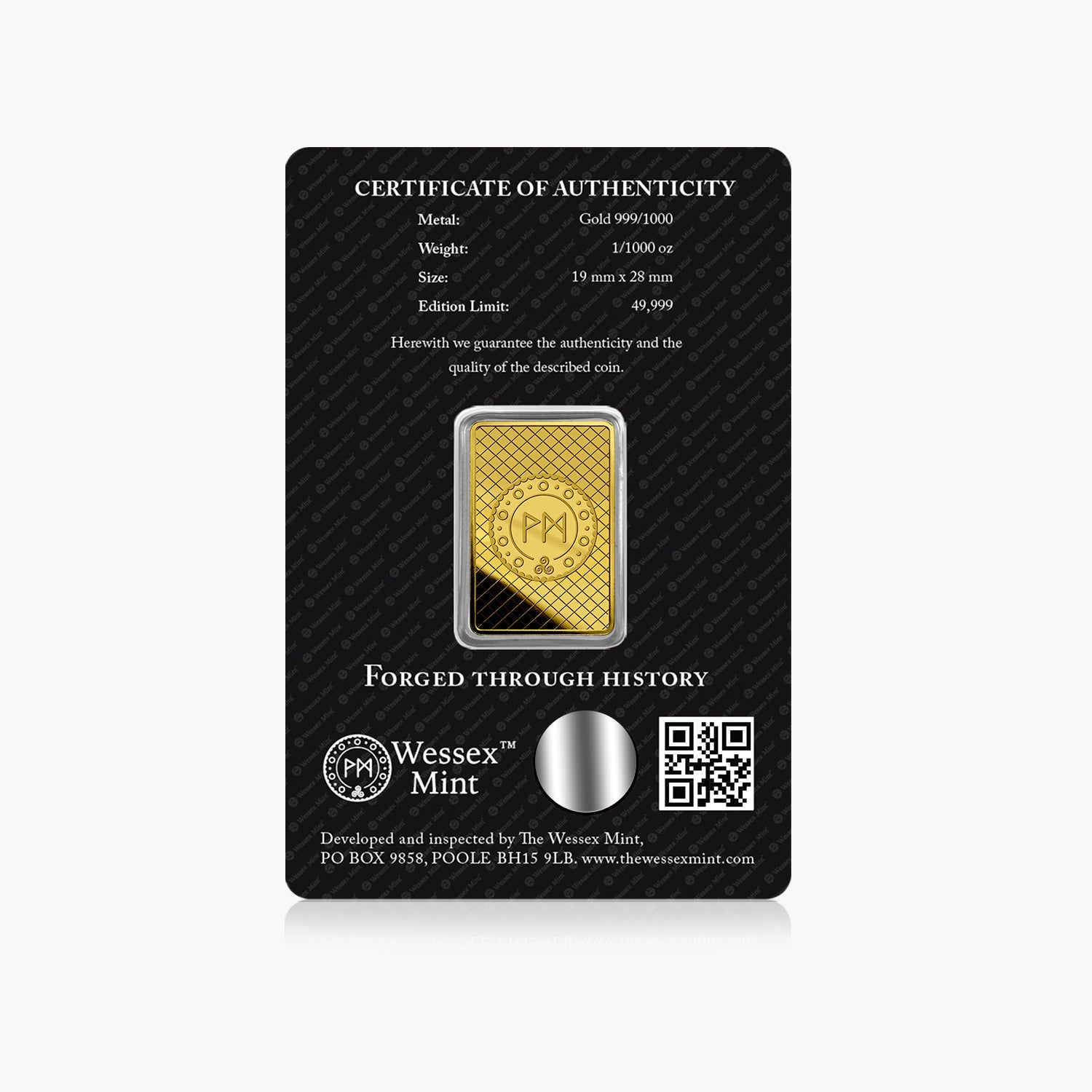 Wessex Mint 1/1000th oz Liberty Solid Gold Bar