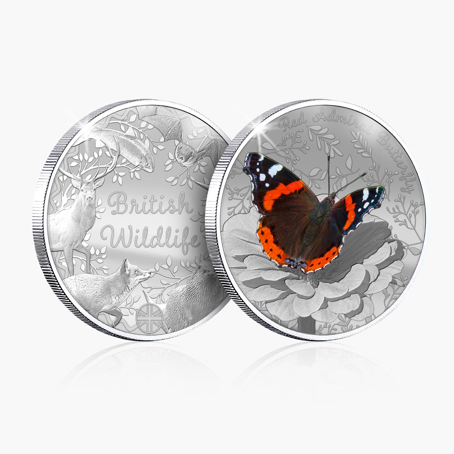 British Wildlife Red Admiral Butterfly Silver Plated BU Commemorative