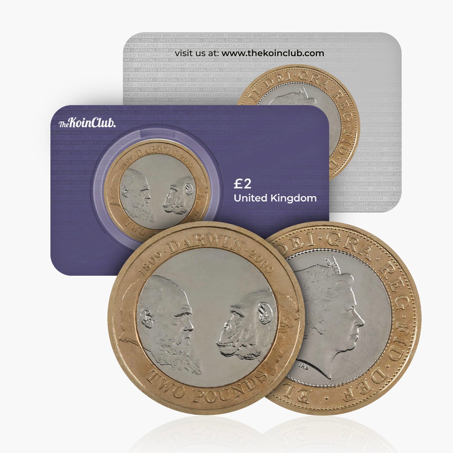 Moneda de 2 £ del Reino Unido de Charles Darwin de 2009