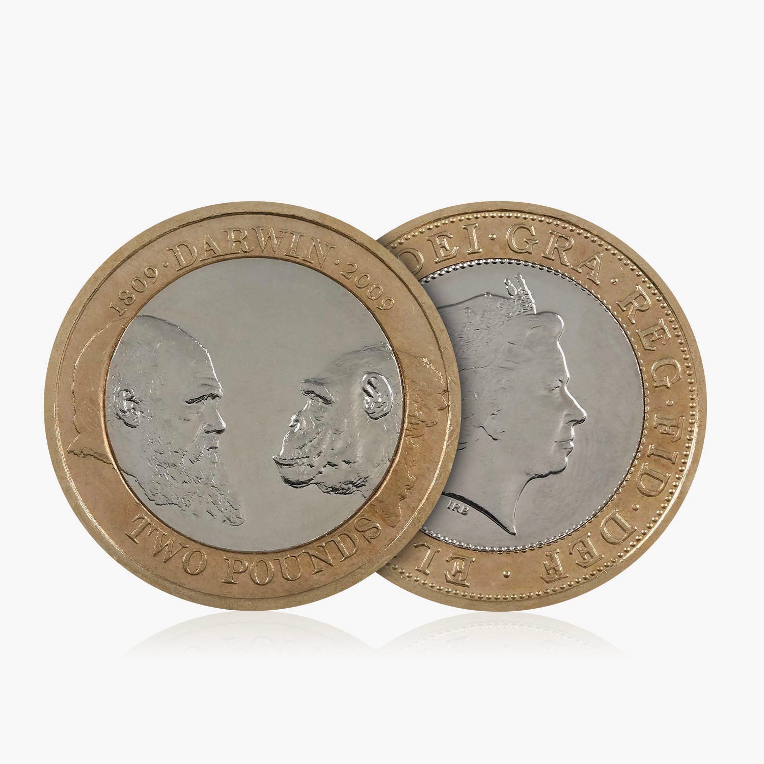Moneda de 2 £ del Reino Unido de Charles Darwin de 2009