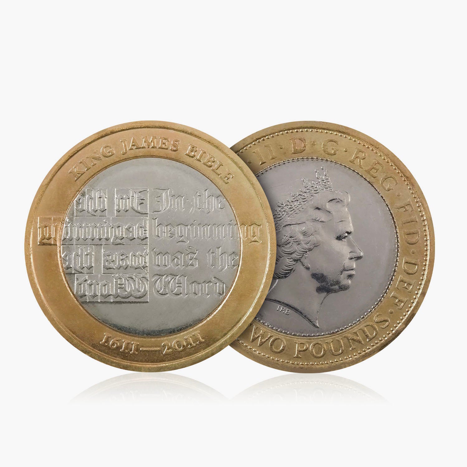 Moneda de 2 £ del Reino Unido de la Biblia King James de 2011