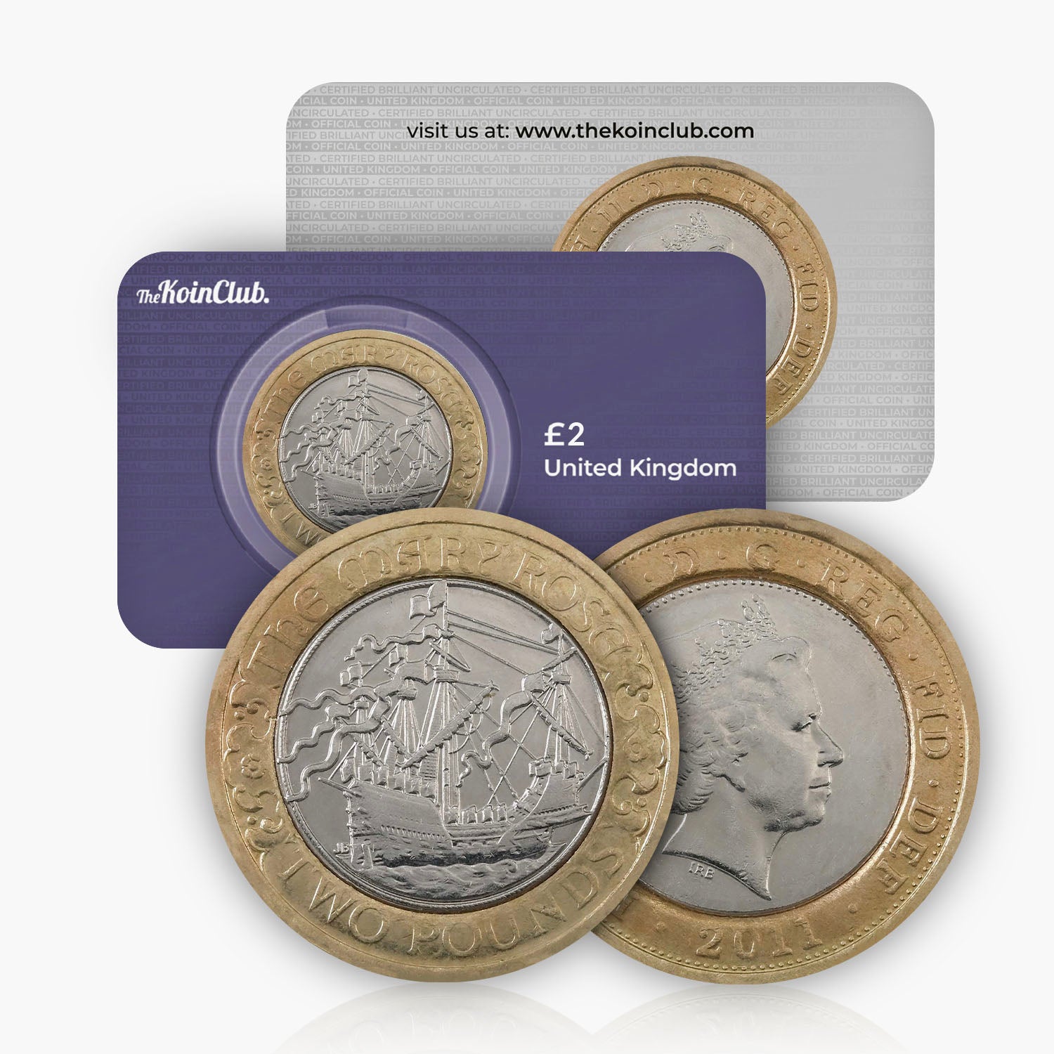 Moneda de £ 2 del Reino Unido Mary Rose 2011