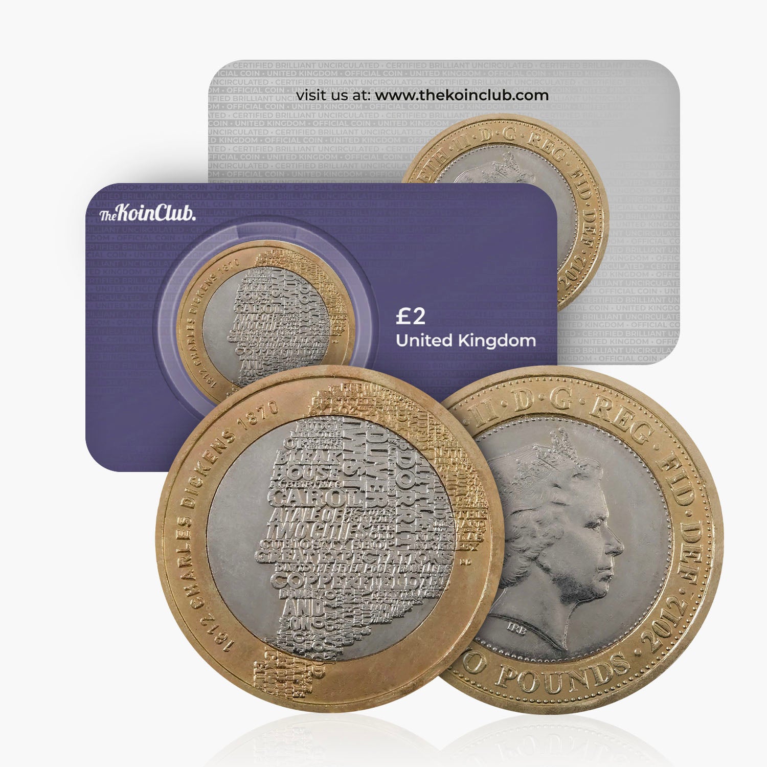 Moneda de £2 de Charles Dickens del Reino Unido de 2012