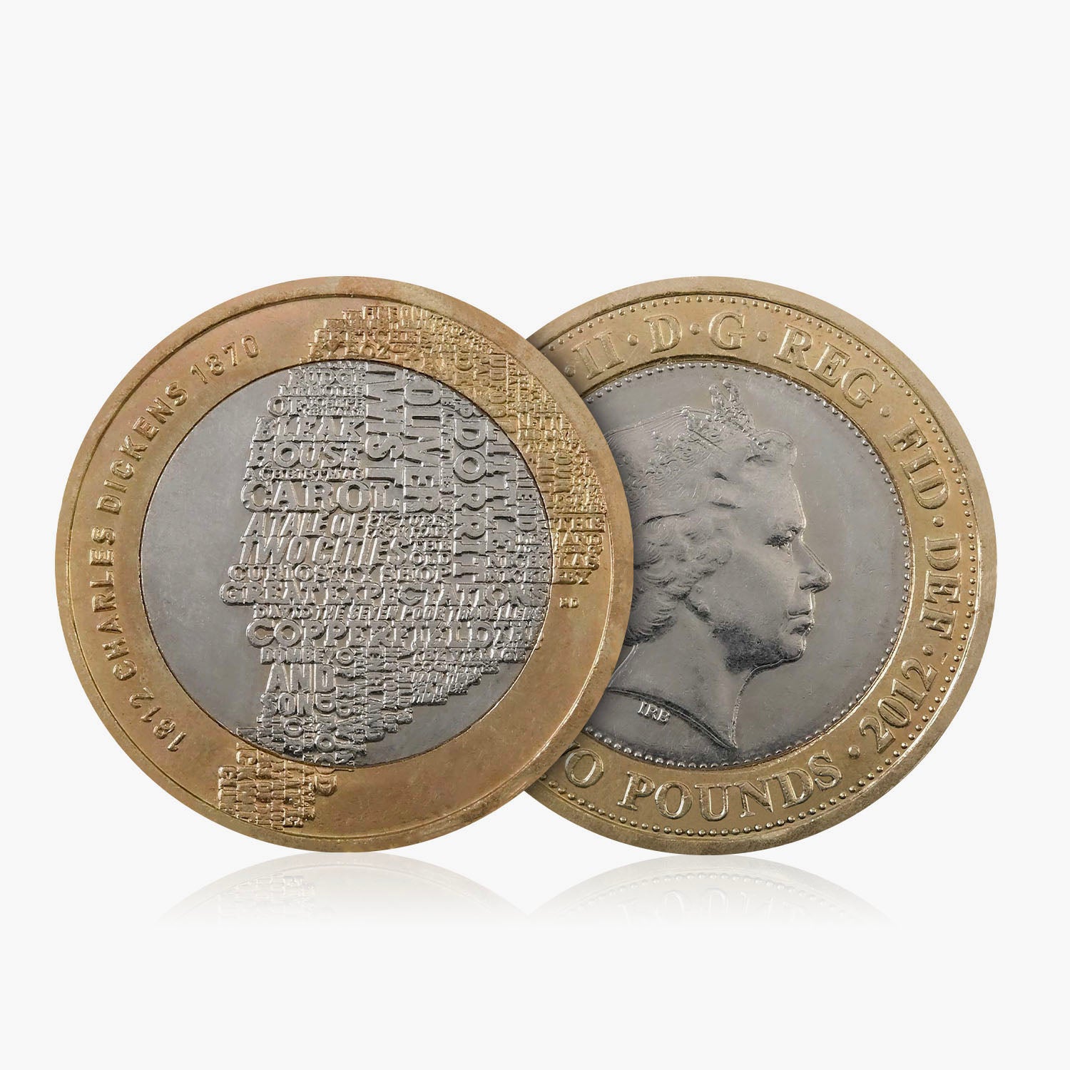 Moneda de £2 de Charles Dickens del Reino Unido de 2012