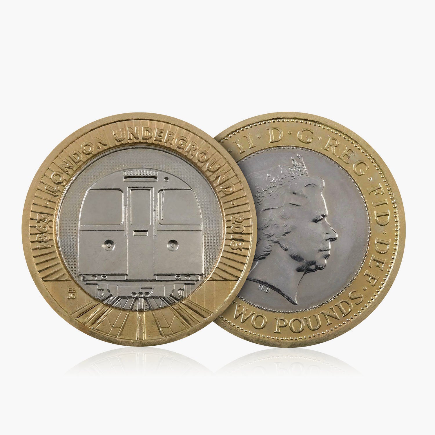 Moneda de 2 £ del Reino Unido del tren subterráneo de Londres de 2013