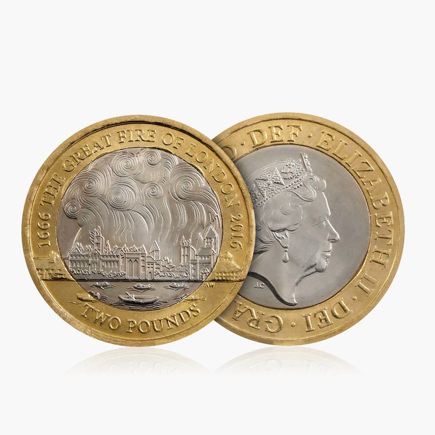 Moneda de £2 del Gran Incendio de Londres del Reino Unido de 2016
