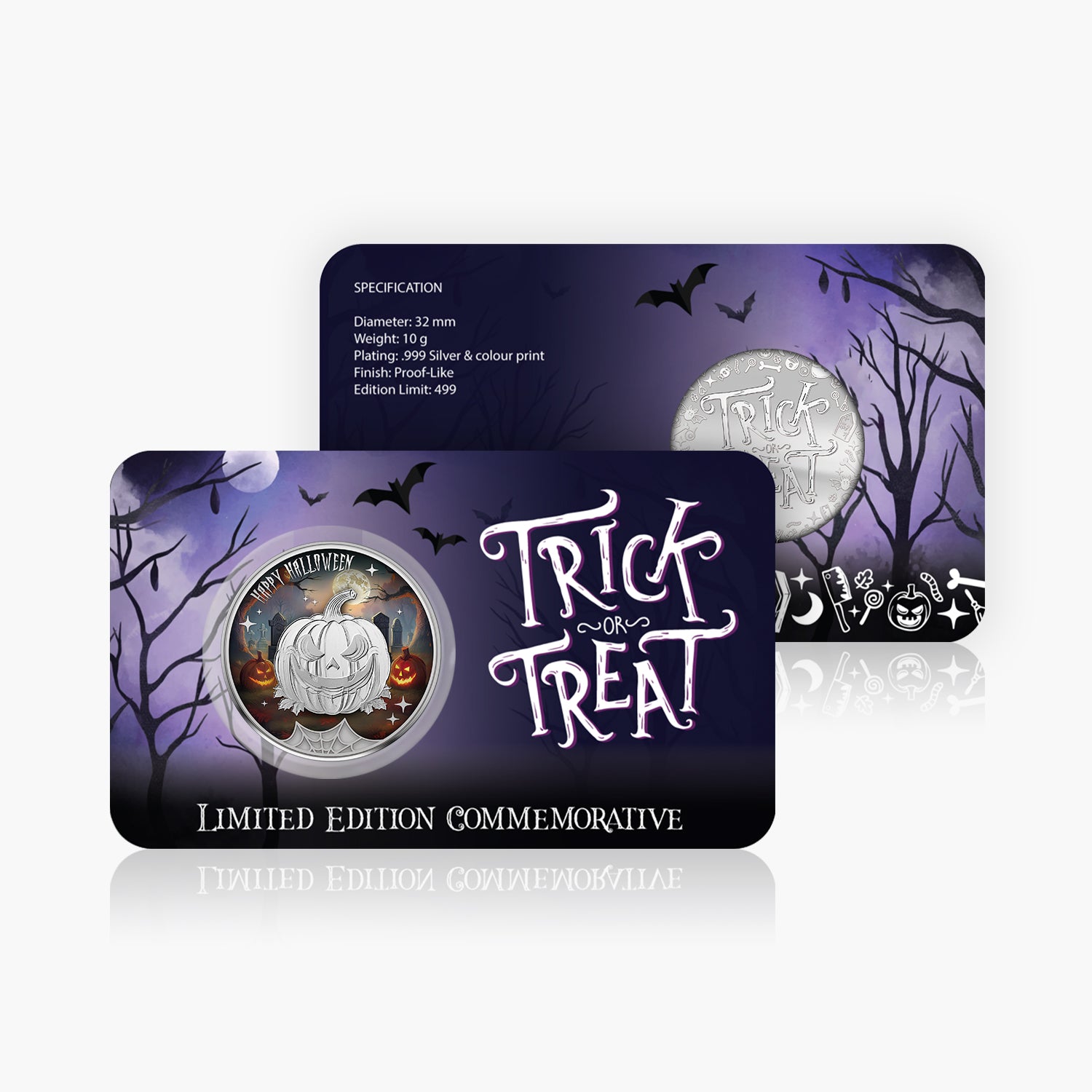 Halloween Trick or Treat Silver Plated Medal