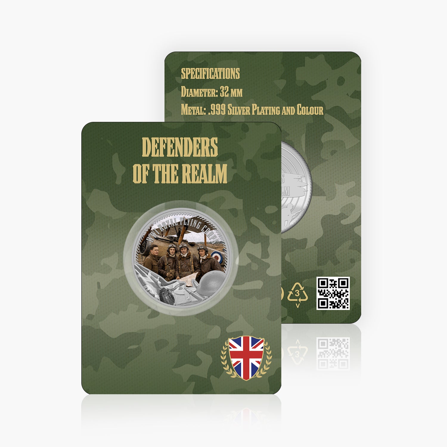 Defenders of the Realm WWI Royal Flying Corps Silver Plated BU Commemorative