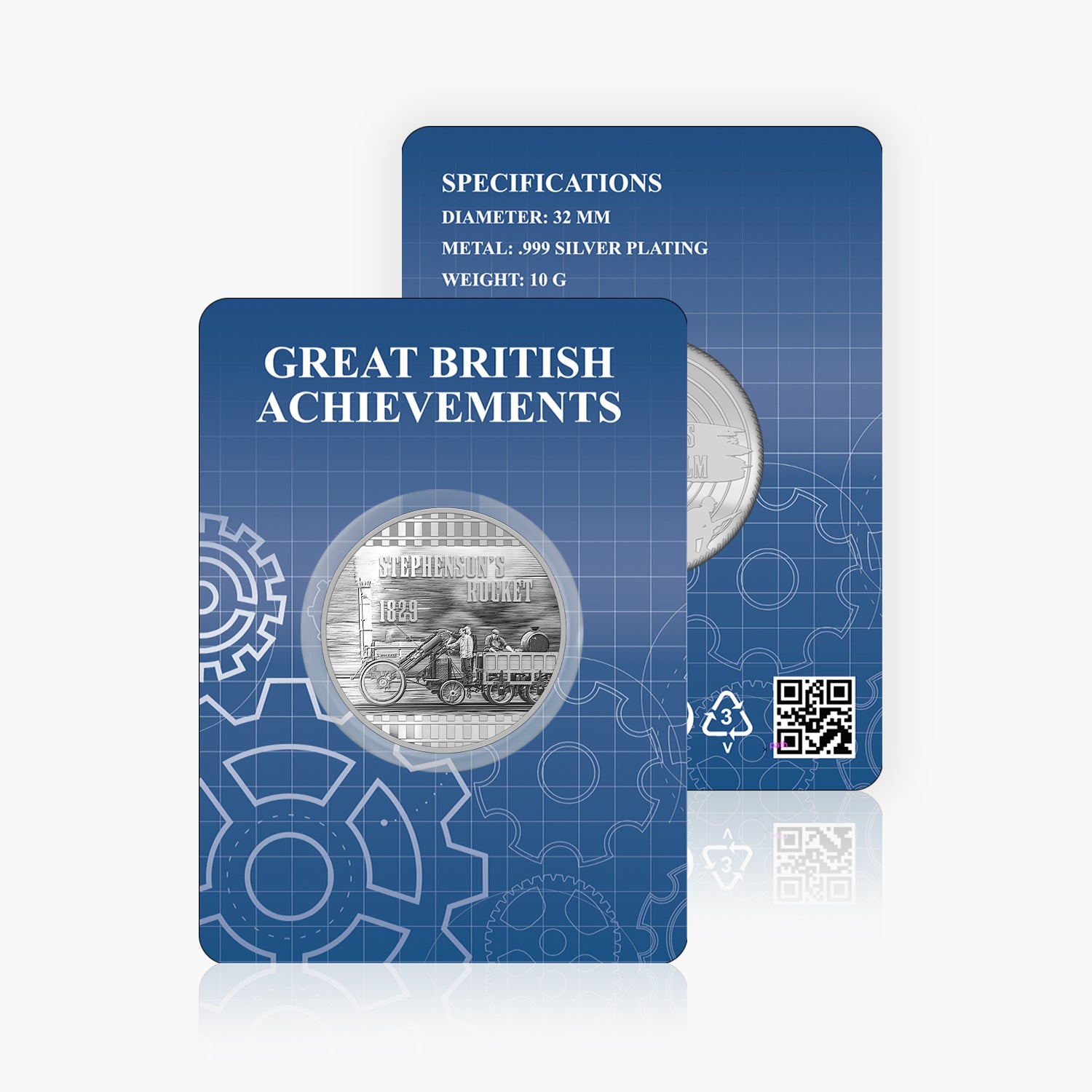 Great British Achievements Stephensons Rocket Silver Plated BU Commemorative
