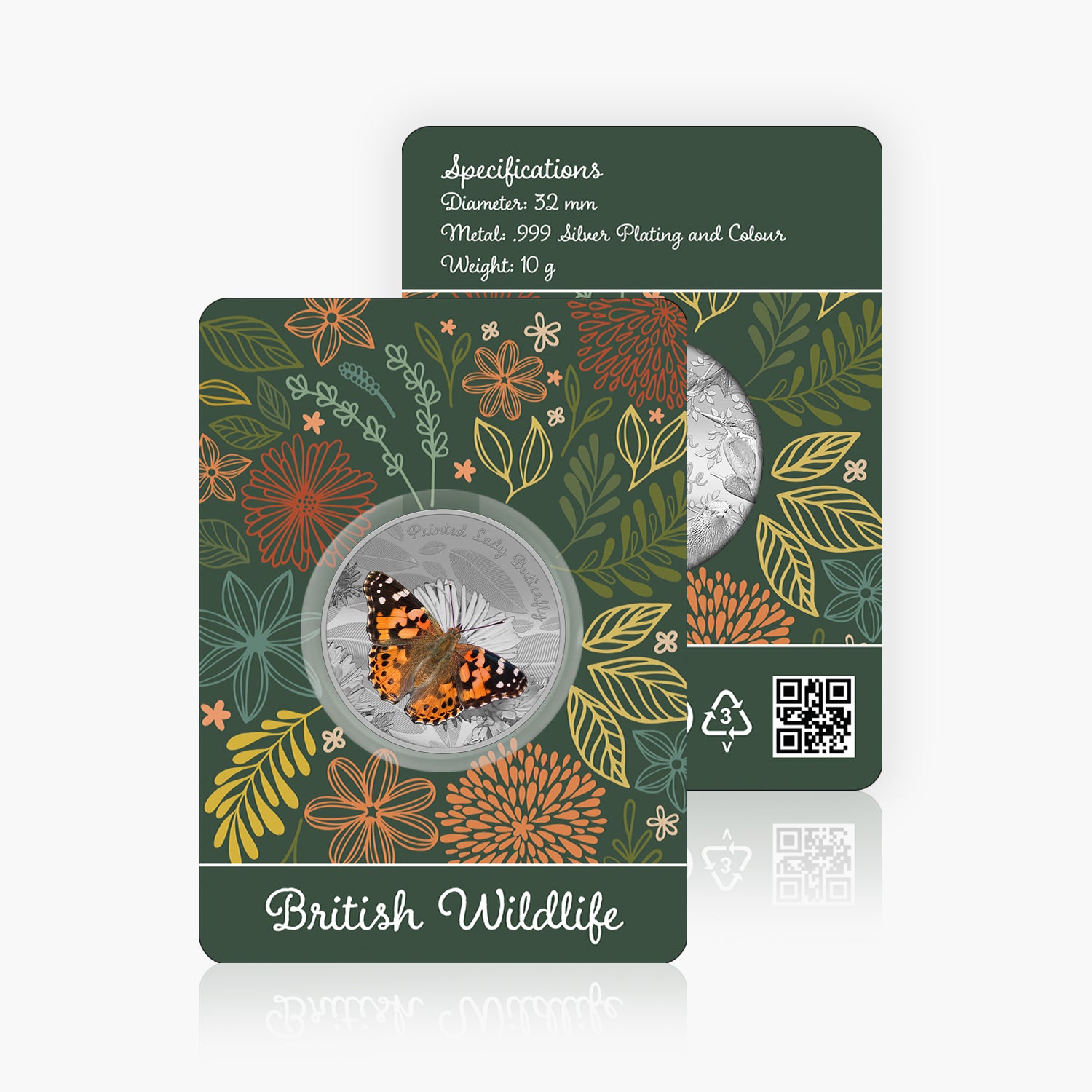 British Wildlife Painted Lady Butterfly Silver Plated BU Commemorative