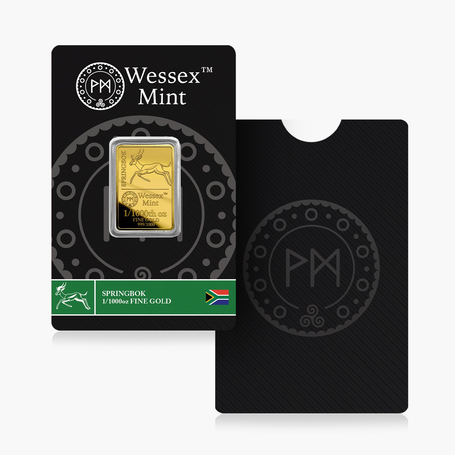 Wessex Mint 1/1000th oz Springbok Solid Gold Bar
