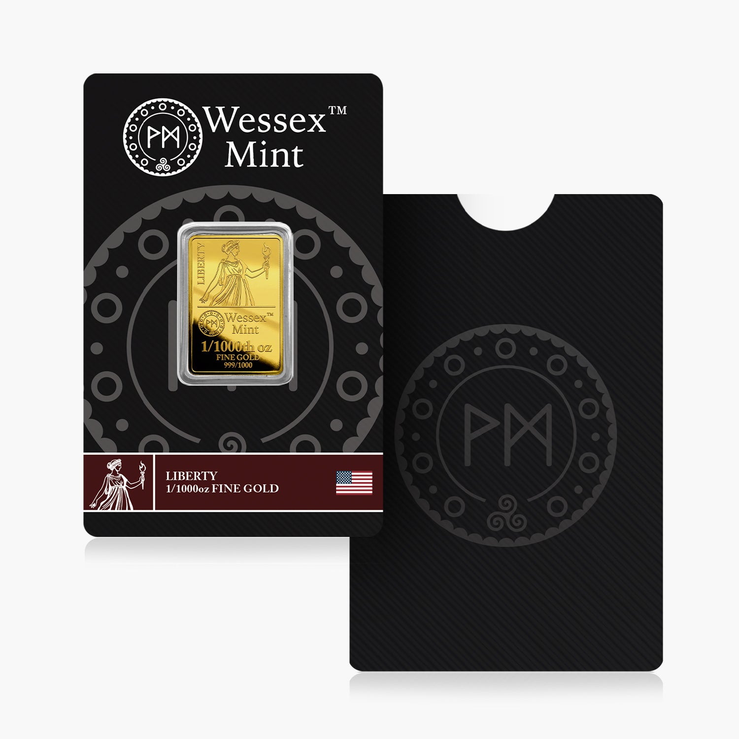 Wessex Mint 1/1000th oz Liberty Solid Gold Bar