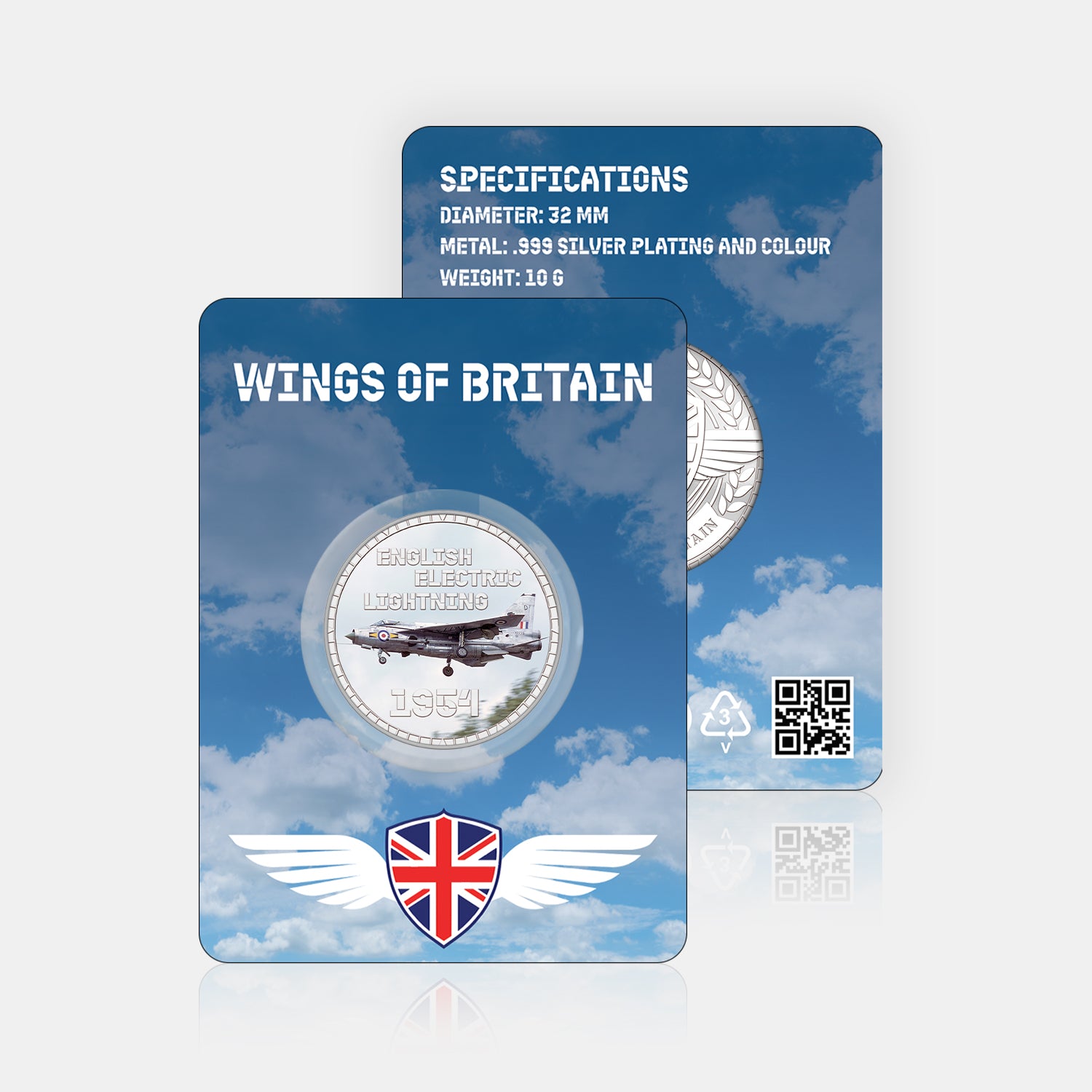 Wings of Britain English Electric Lightning Silver Plated BU Commemorative