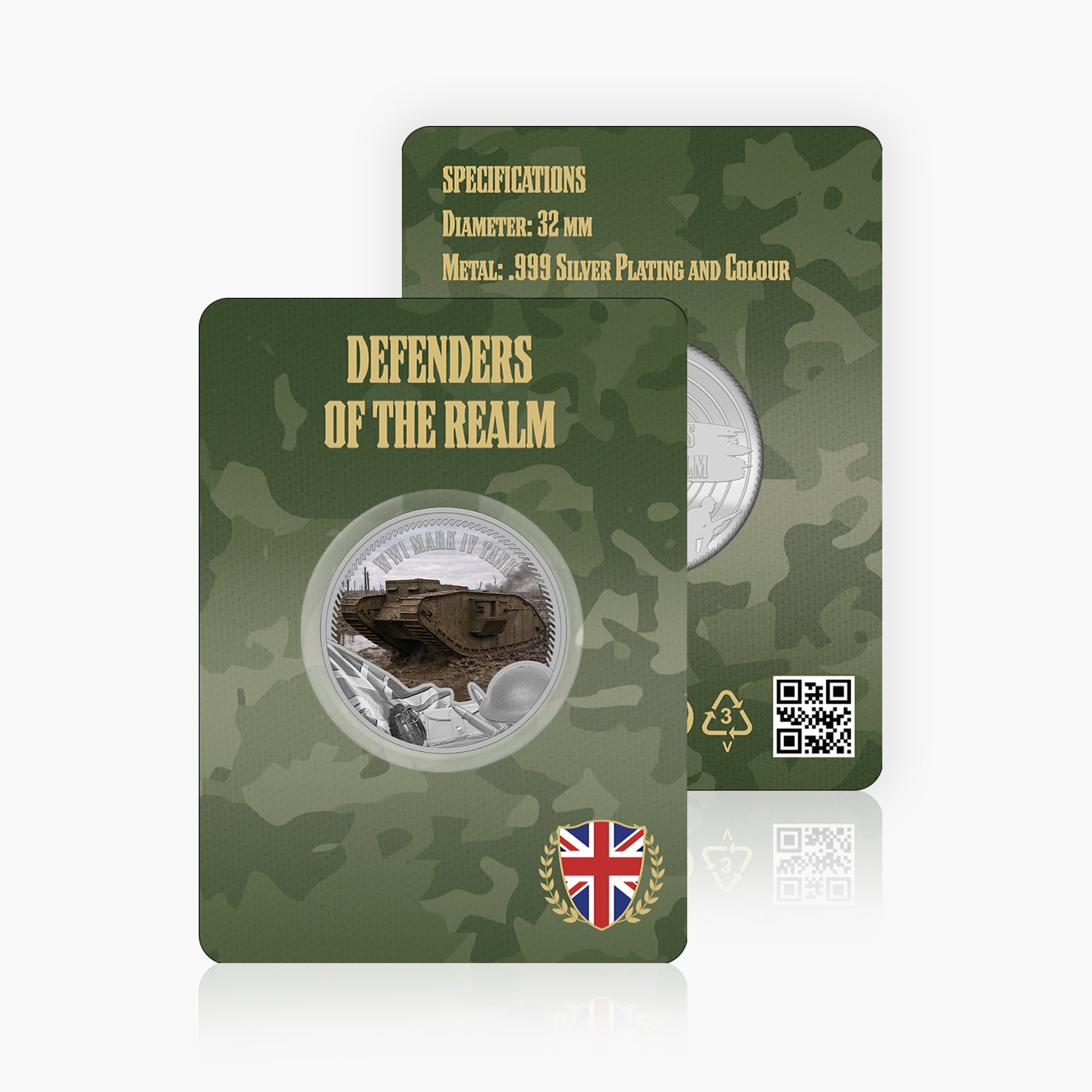 Defenders of the Realm WWI Mark IV Tank Silver Plated BU Commemorative