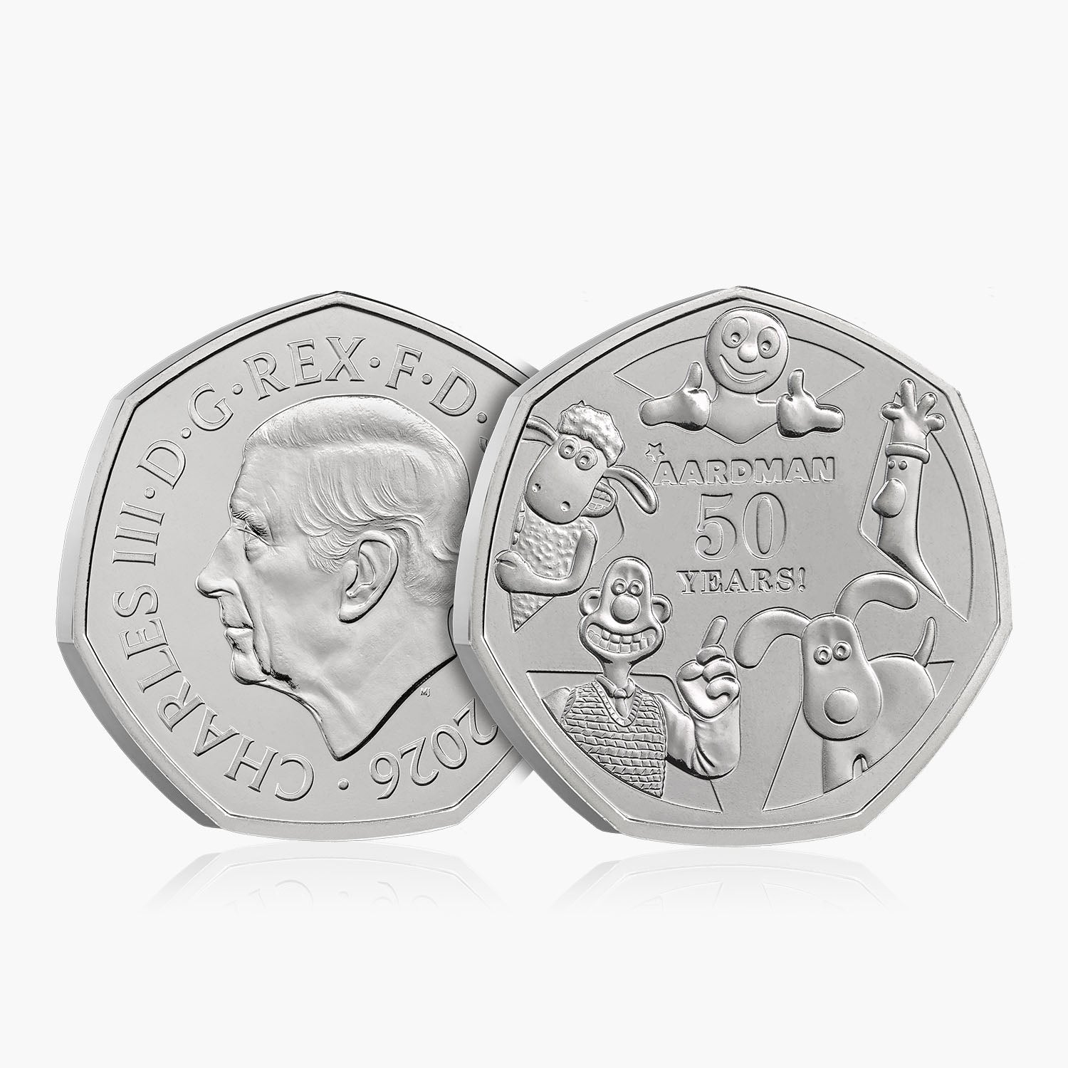 50 Years of Aardman 2026 BU 50p Coin