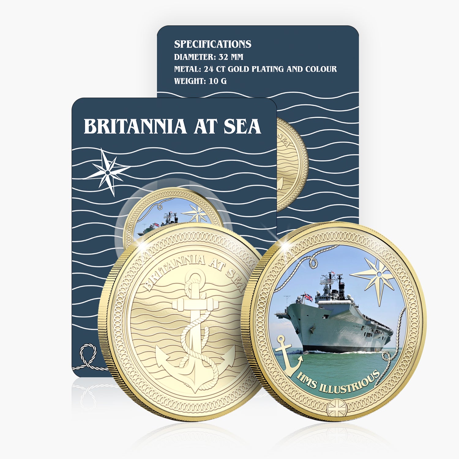 Britannia at Sea HMS Illustrious Gold Plated BU Commemorative