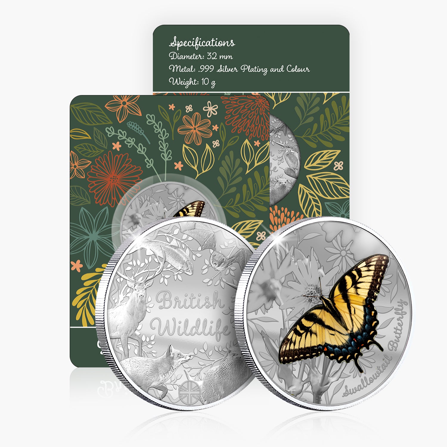 British Wildlife Swallowtail Butterfly Silver Plated BU Commemorative
