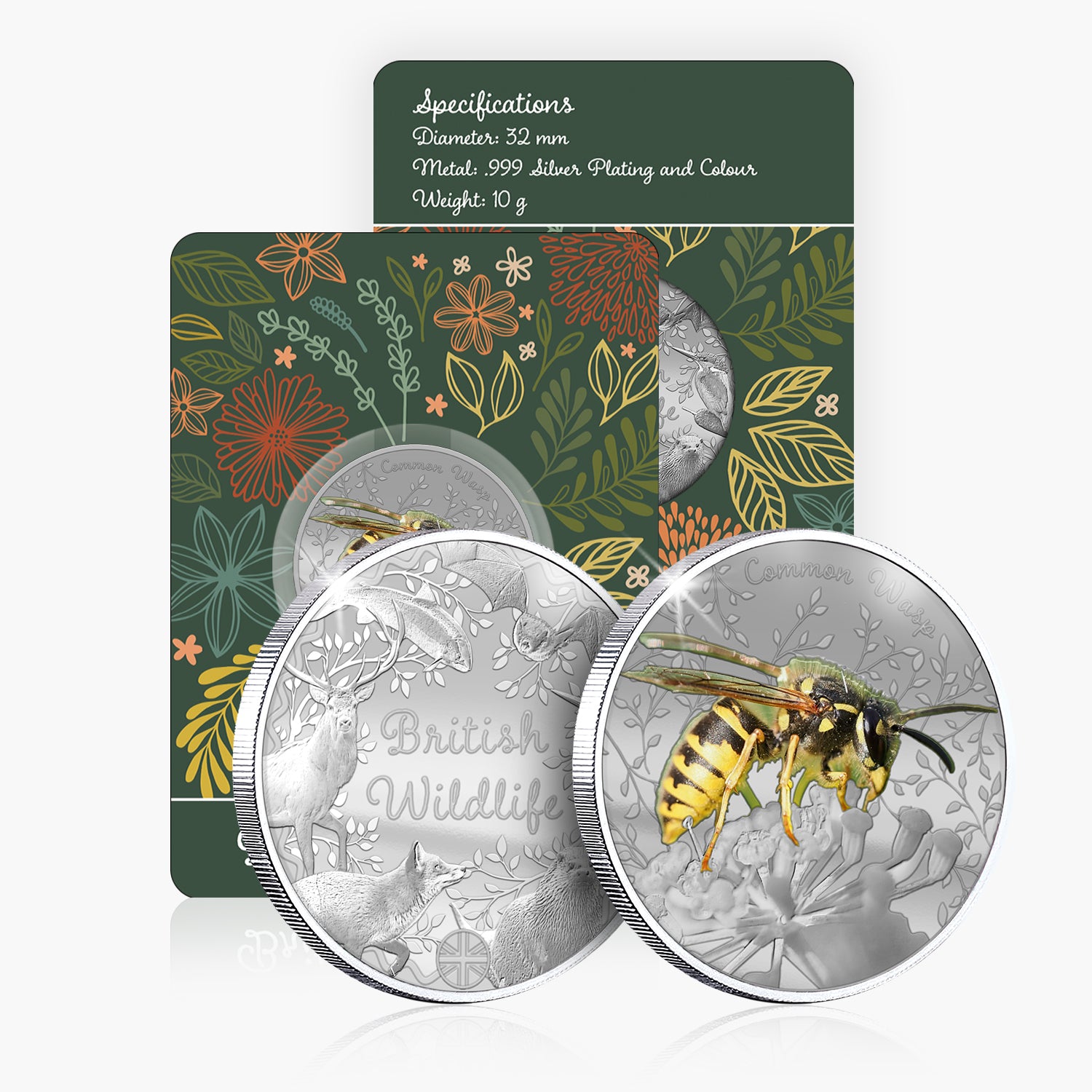 British Wildlife Common Wasp Silver Plated BU Commemorative