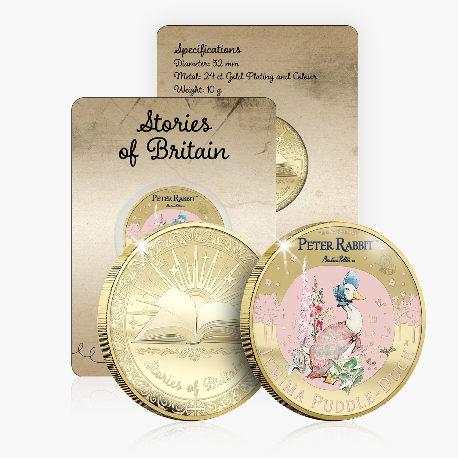 Stories of Britain Beatrix Potter Jemima Puddle Duck Gold Plated BU Commemorative