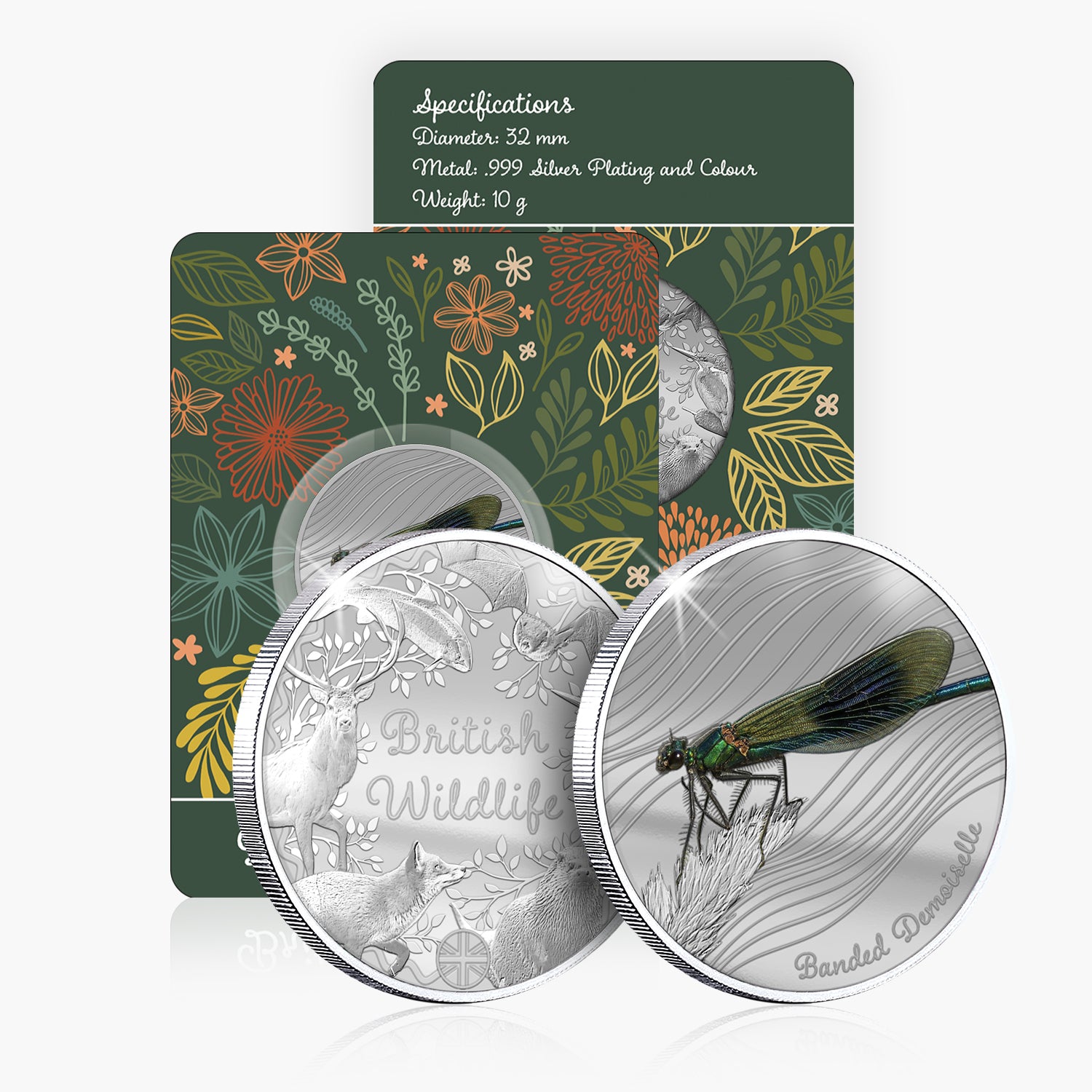 British Wildlife Banded Demoiselle Silver Plated BU Commemorative