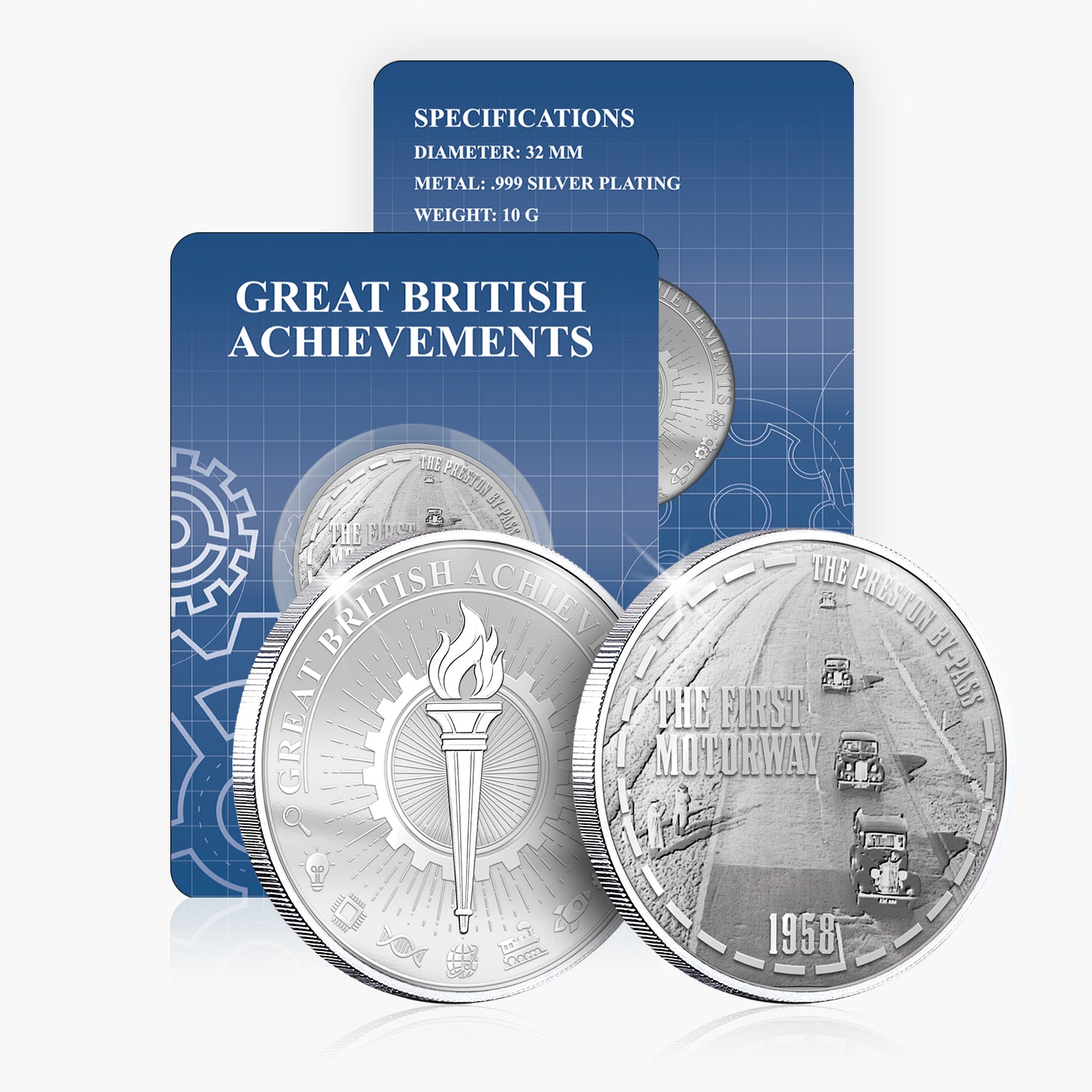 Great British Achievements First Motorway Silver Plated BU Commemorative
