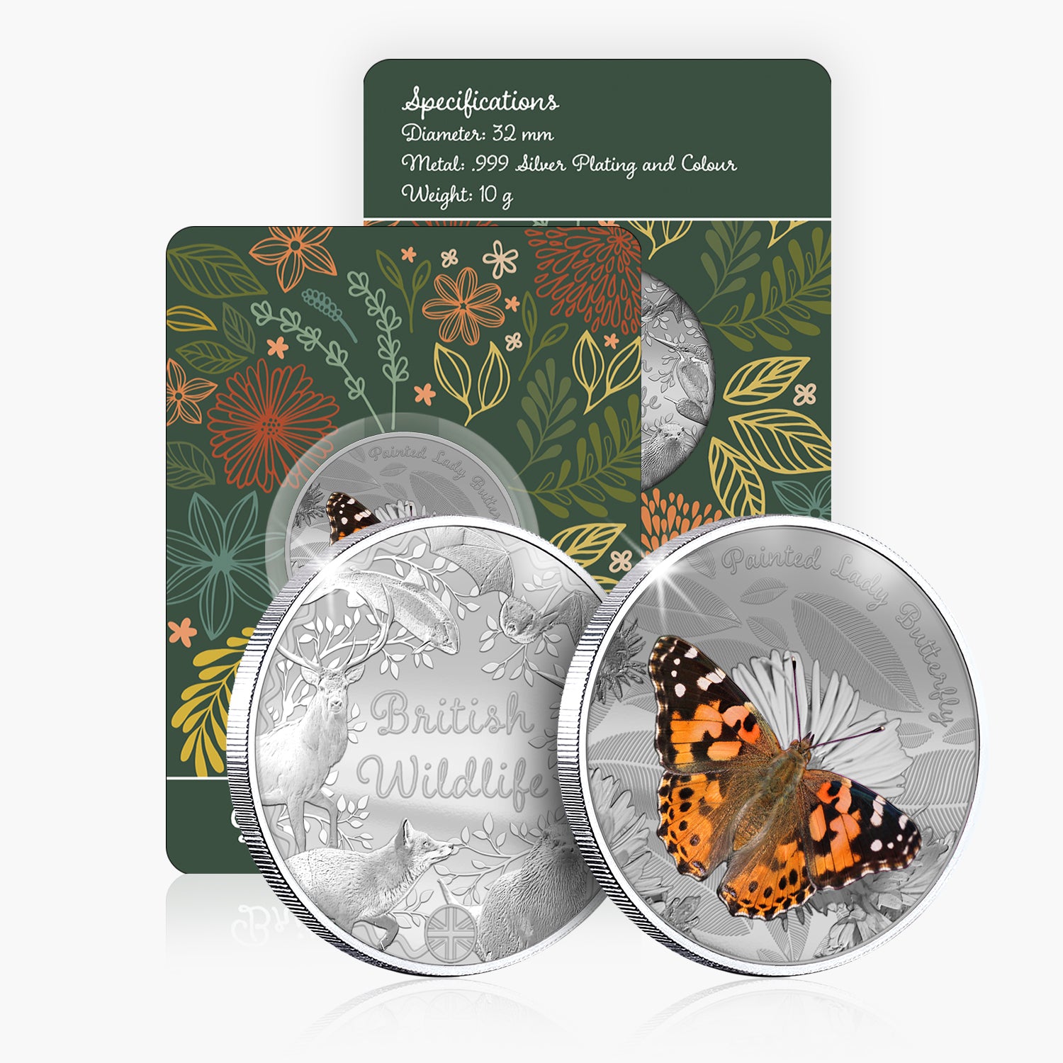 British Wildlife Painted Lady Butterfly Silver Plated BU Commemorative