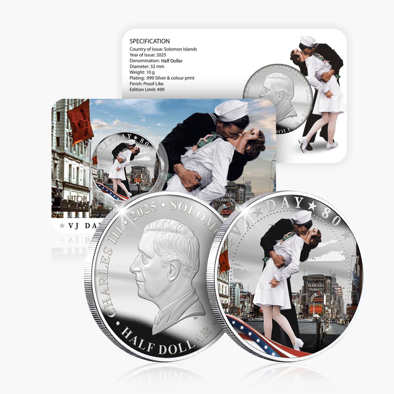 Victory in Japan Day 80th Anniversary 2025 Silver Plated BU Coin