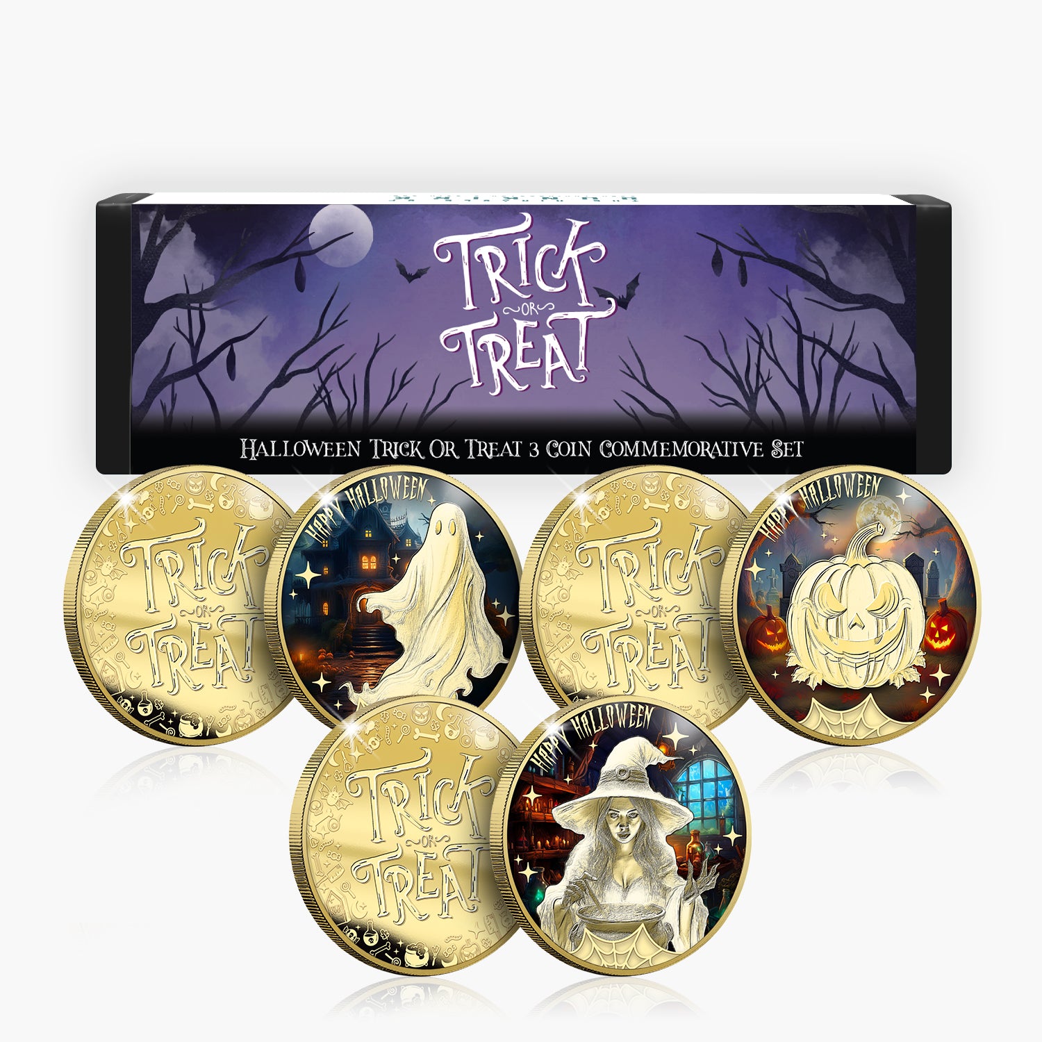 Halloween Trick or Treat Limited Edition Gold Plated Medal Set