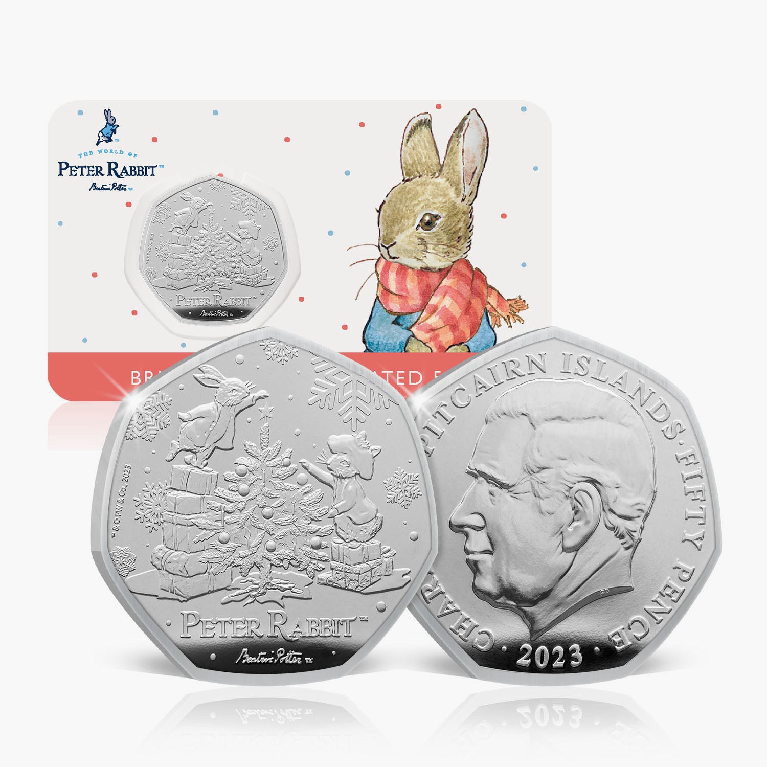 Peter Rabbit at Christmas 2023 50p BU Coin