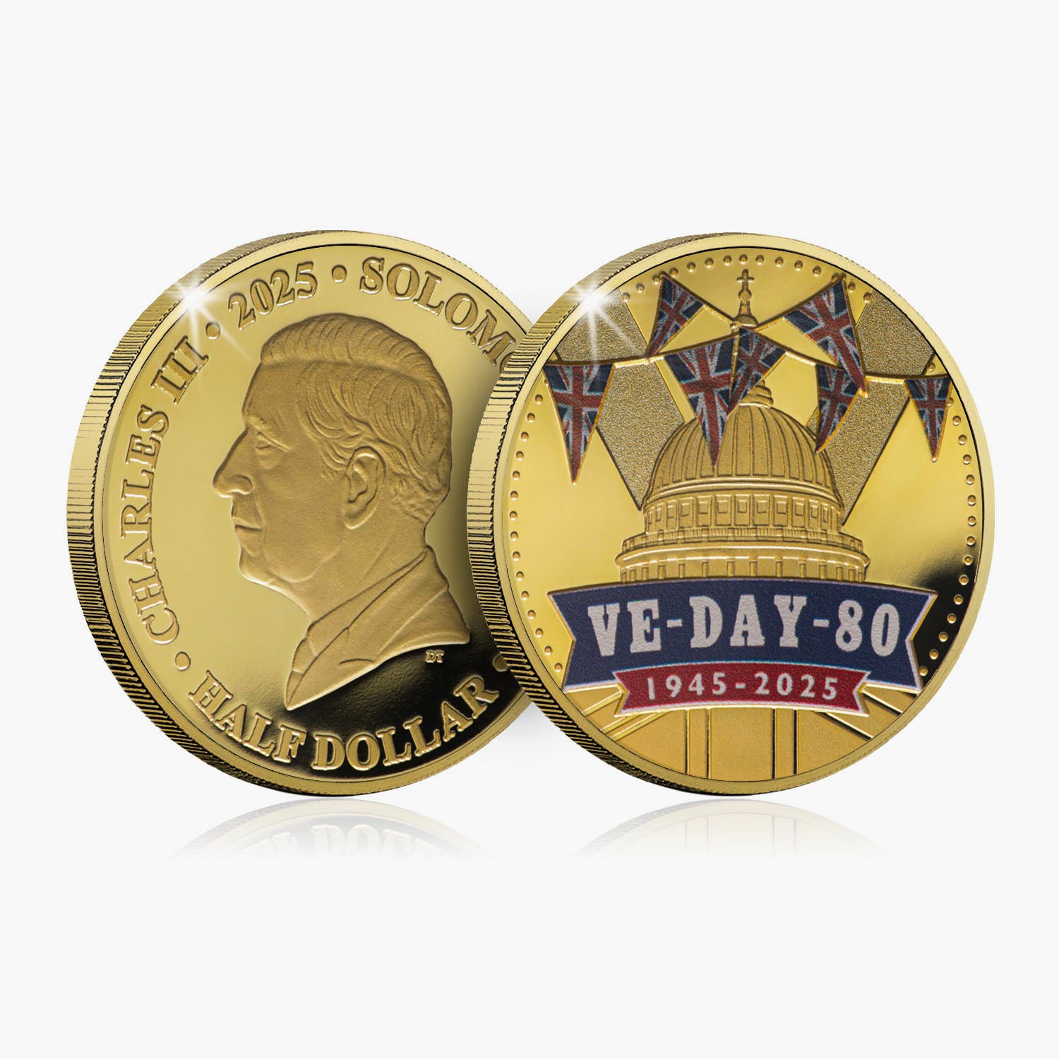 VE Day 80th Anniversary 2025 24 Carat Gold Plated Coin