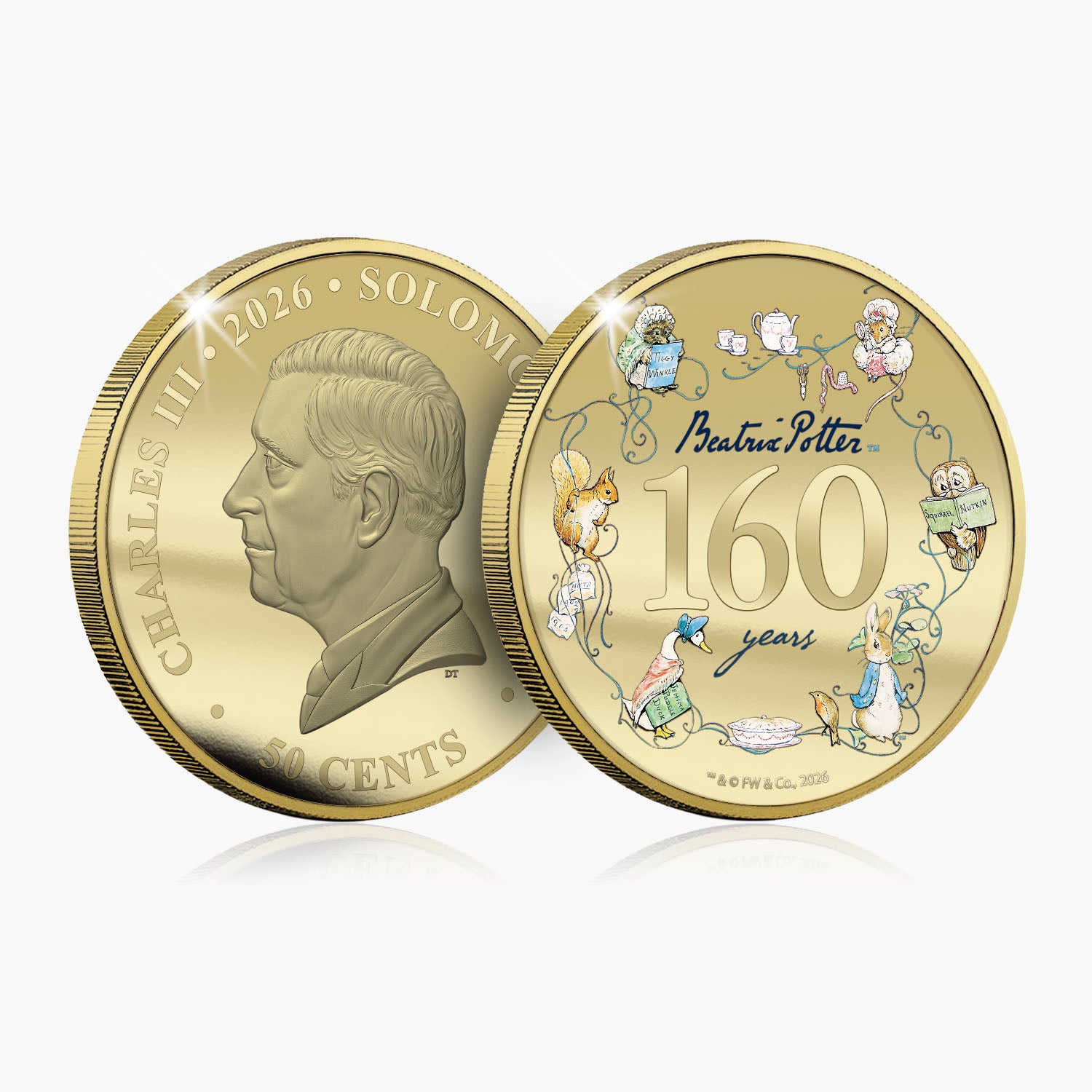 Breatrix Potter 160th Anniversary 50mm Gold-Plated Coin Luxe Edition