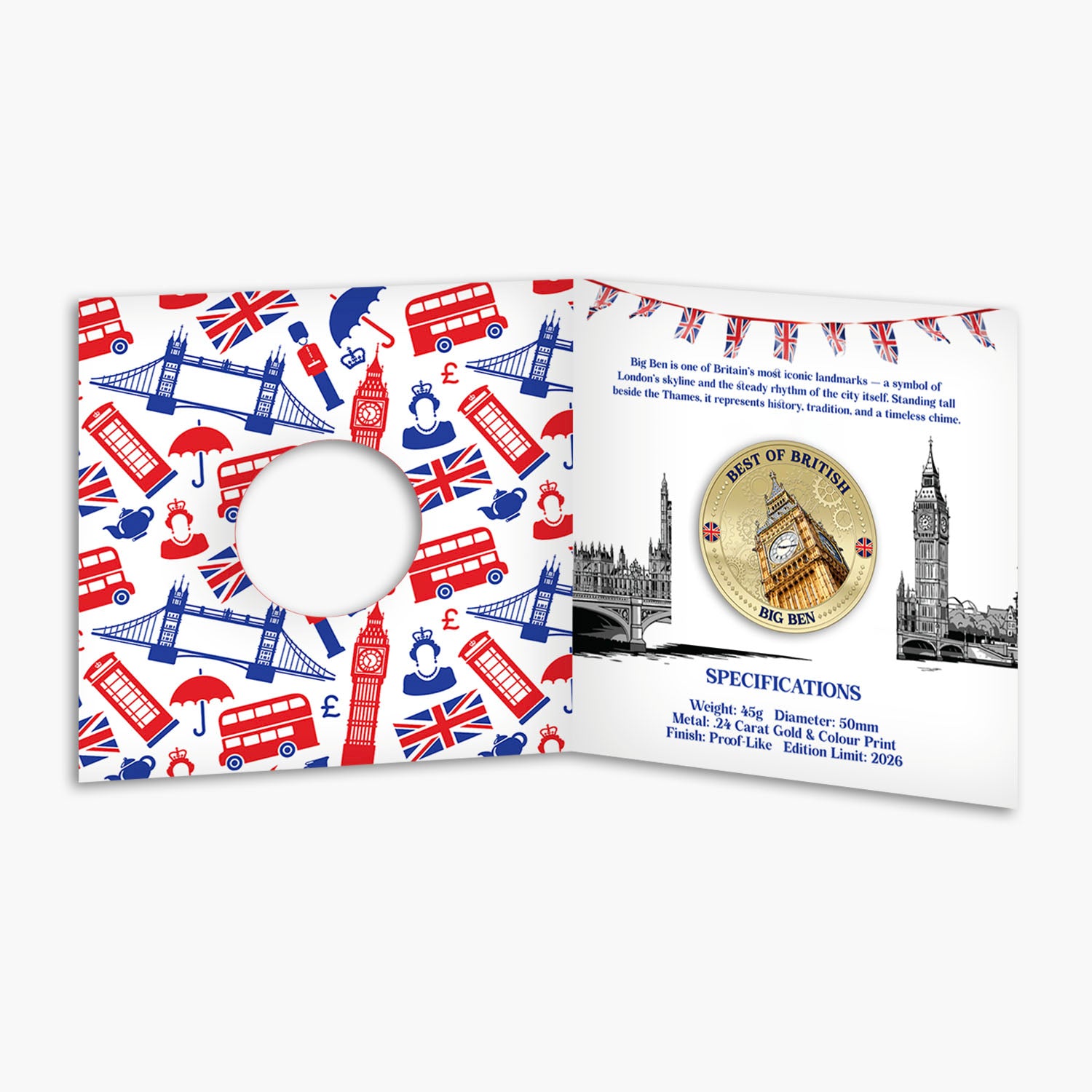 Best of British - Big Ben 50mm Gold Plated Commemorative