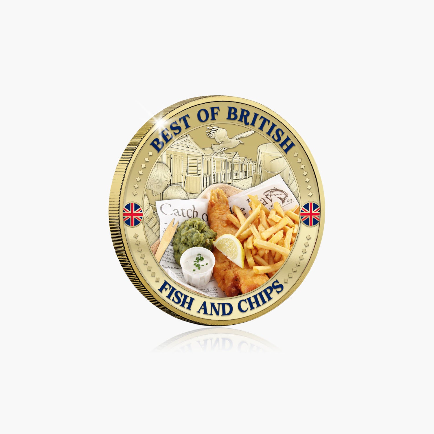 Best of British - Fish & Chips 50mm Gold Plated Commemorative