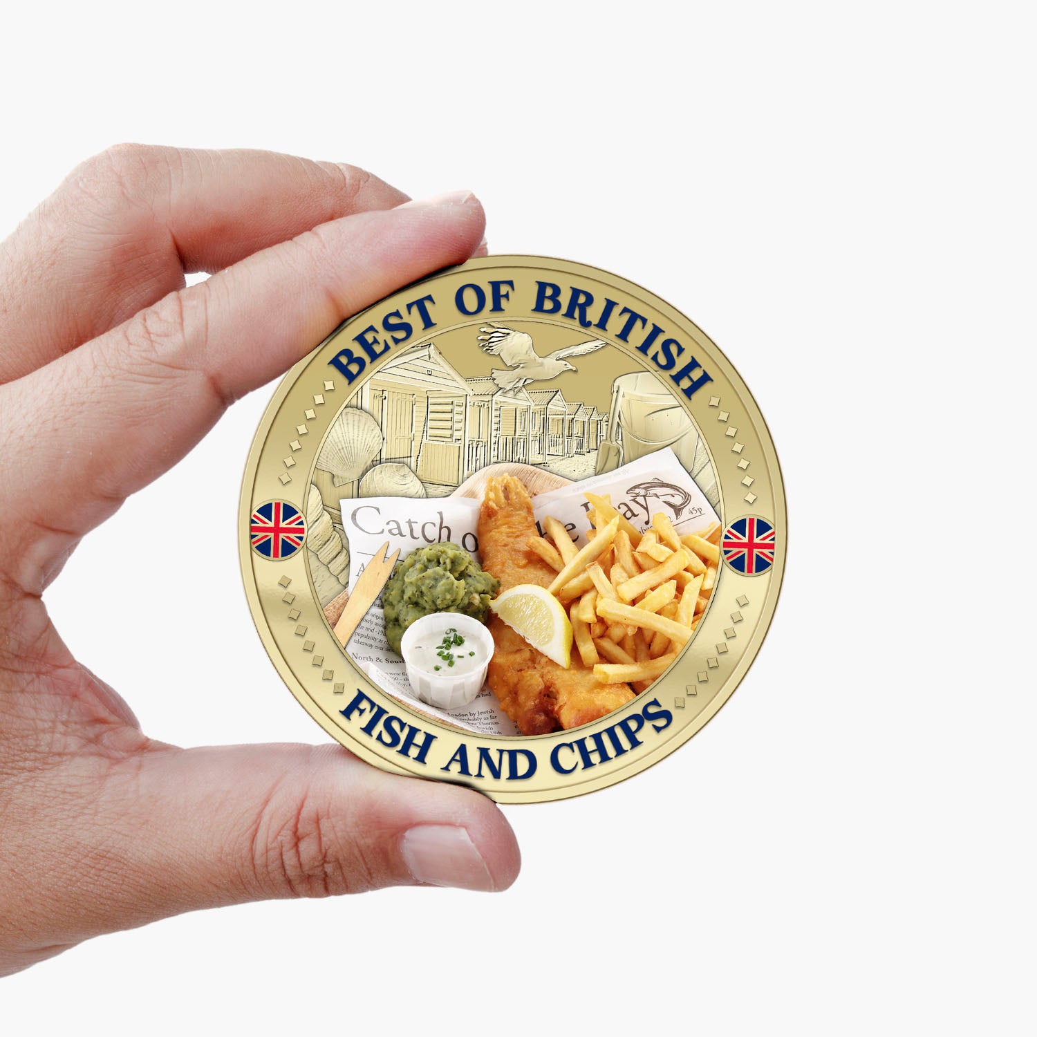 Best of British - Fish & Chips 50mm Gold Plated Commemorative