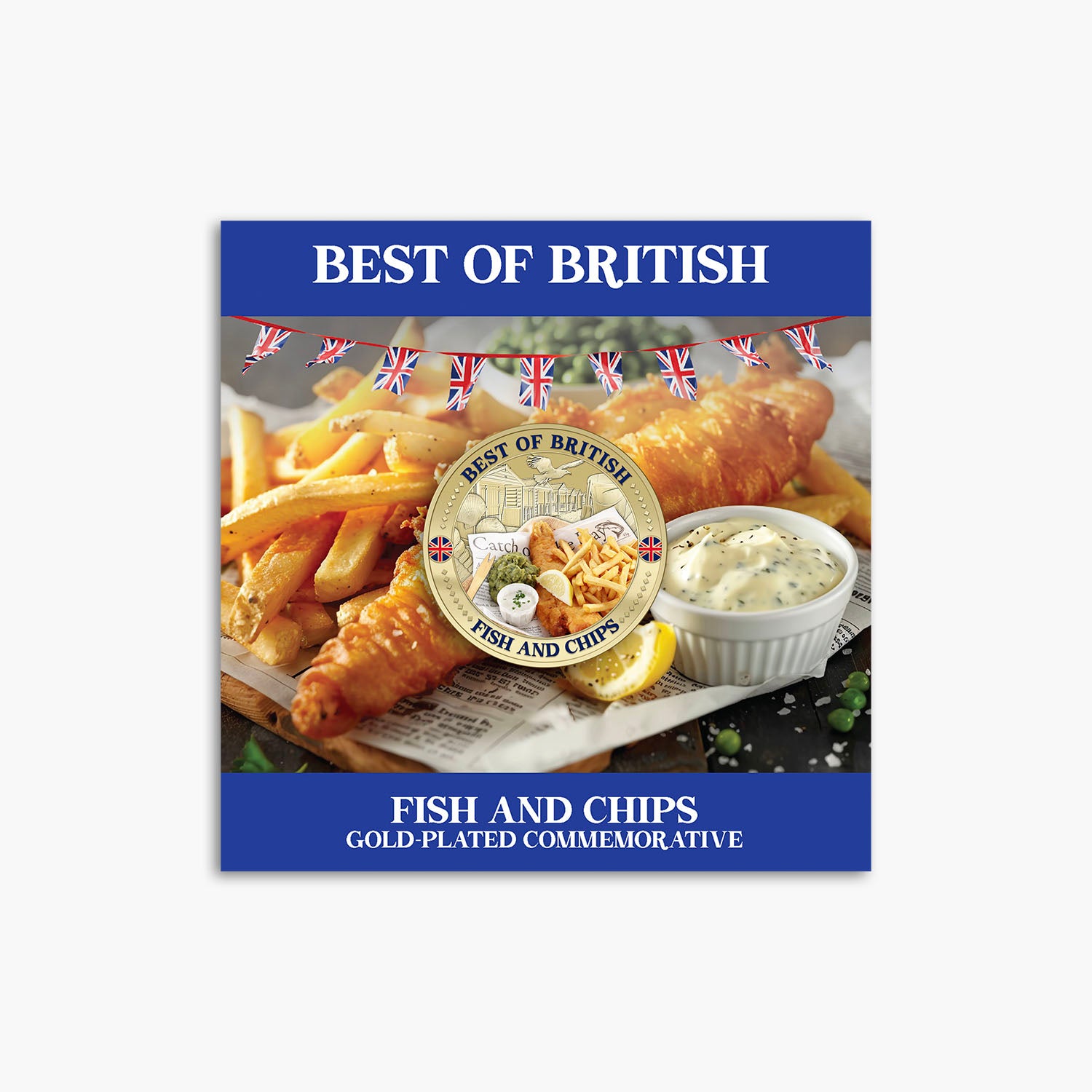 Best of British - Fish & Chips 50mm Gold Plated Commemorative