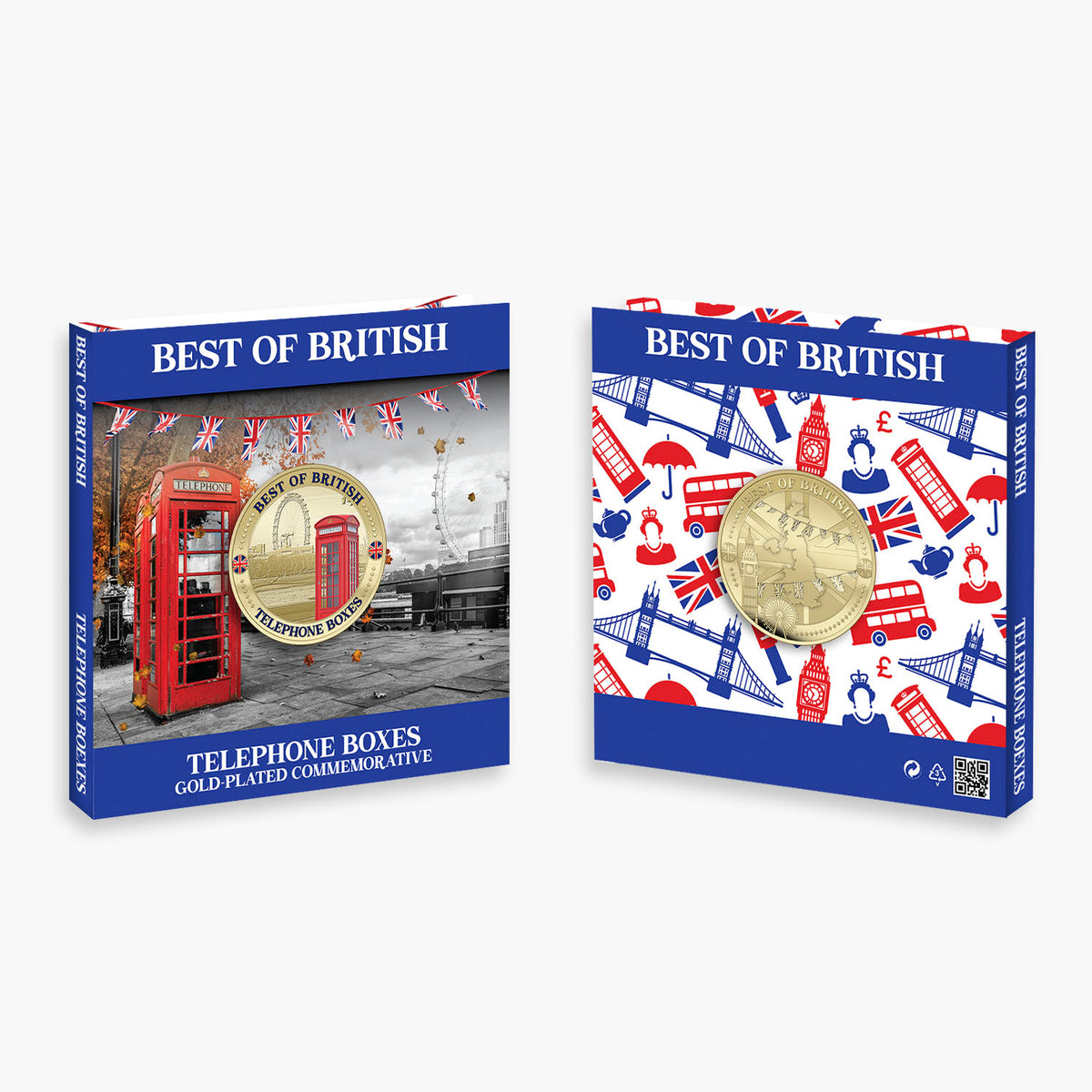 Best of British - Telephone Boxes 50mm Gold Plated Commemorative