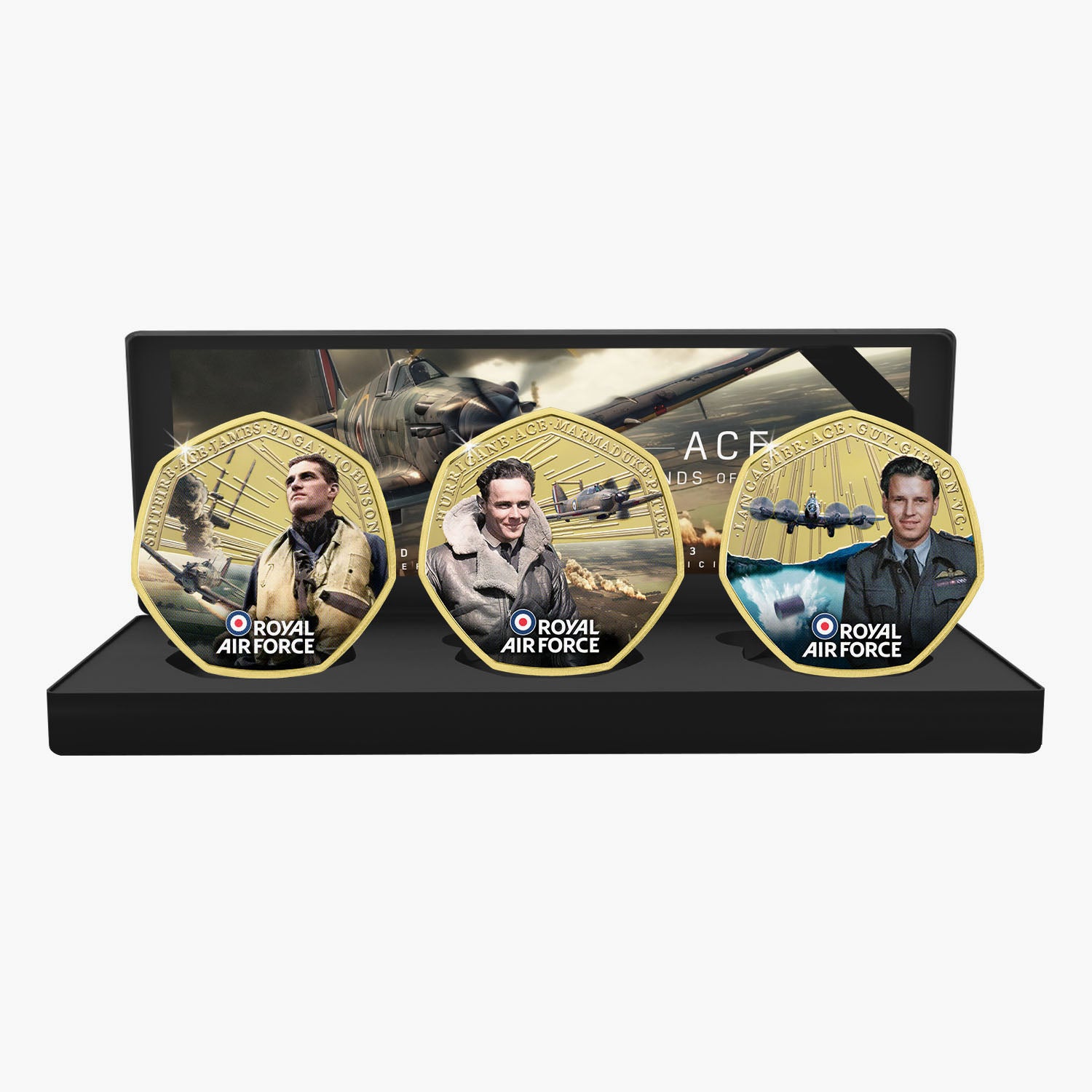 The RAF Legends of Aviation Gold Plated BU Coin Box Set Edition