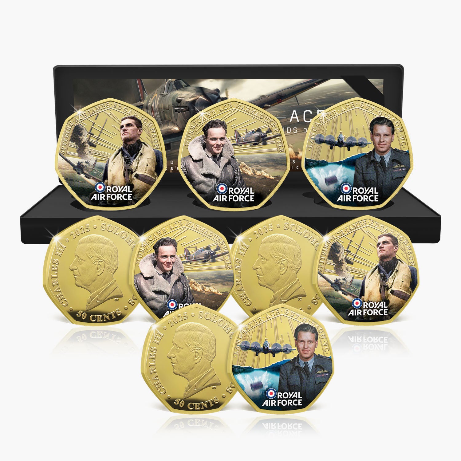 The RAF Legends of Aviation Gold Plated BU Coin Box Set Edition