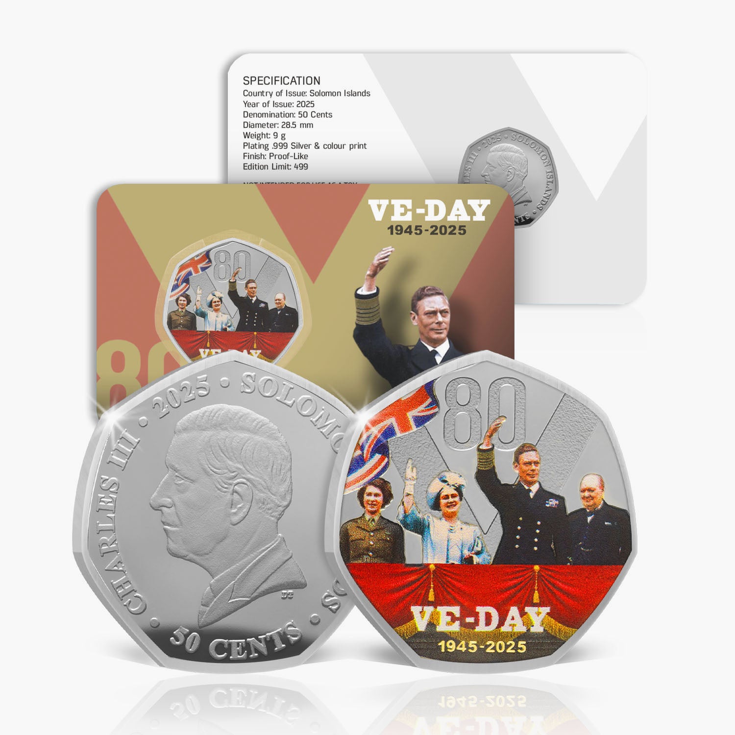 VE Day 80th Anniversary Edition Silver Plated 2025 BU Coin