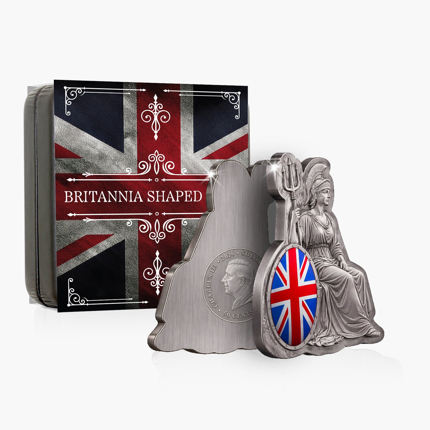 2026 Featuring Britannia 3D Shaped Silver-Plated Coin