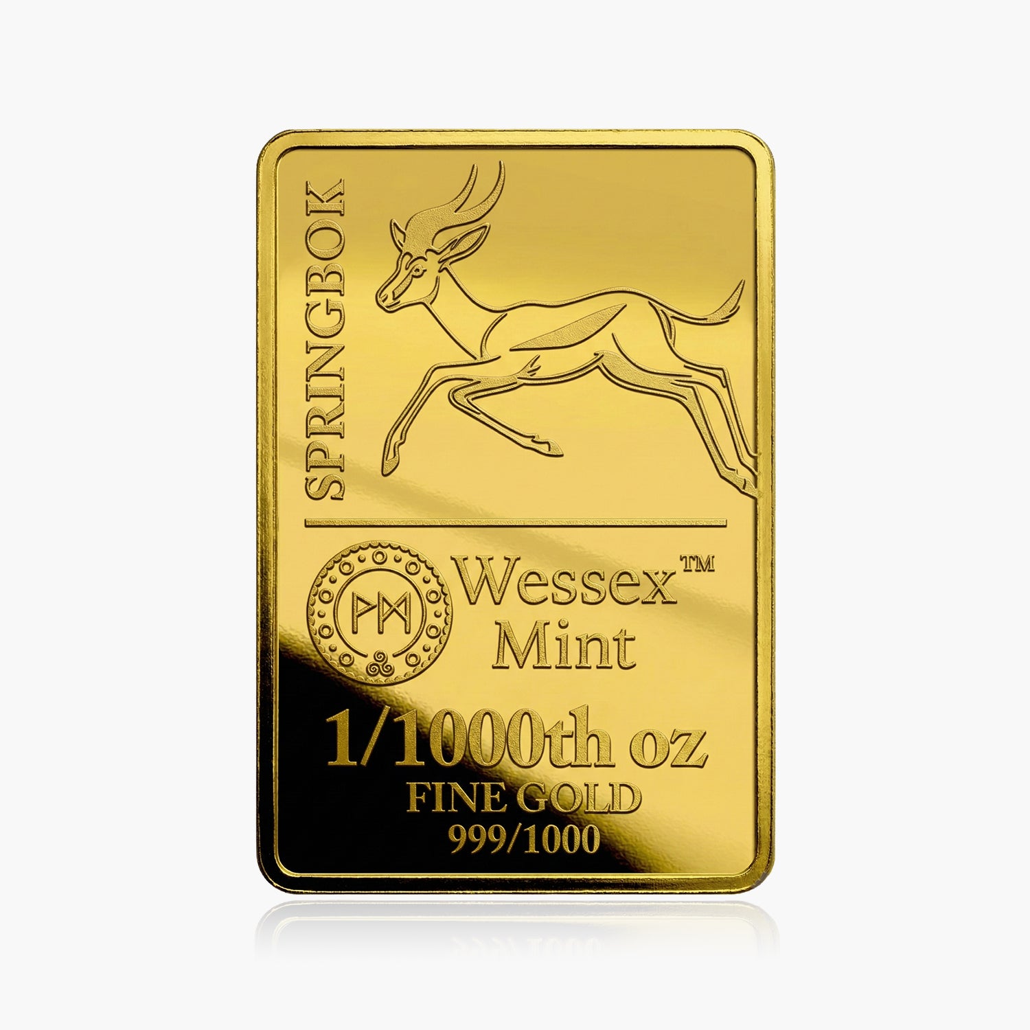 Wessex Mint 1/1000th oz Springbok Solid Gold Bar