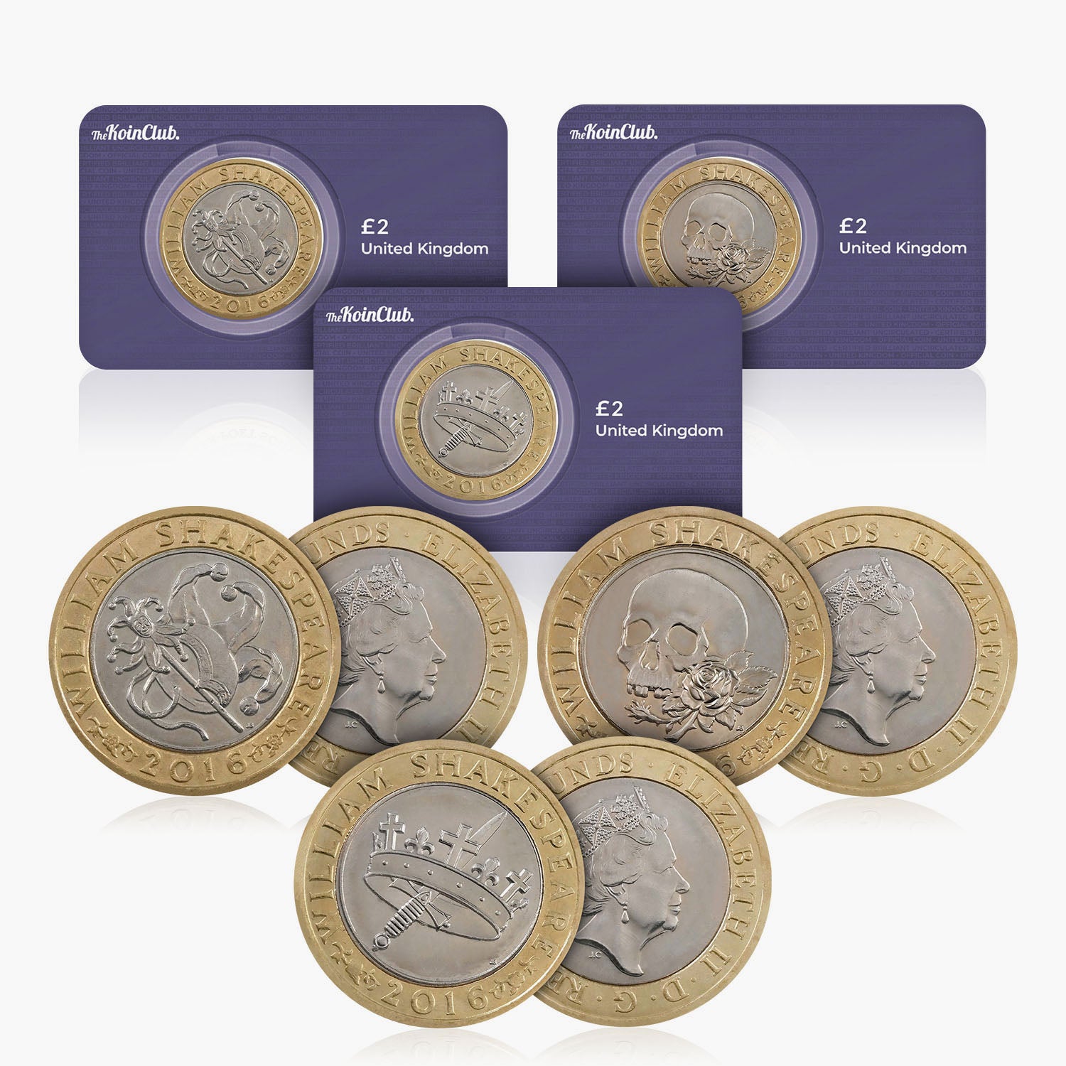 Juego de monedas de £ 2 del Reino Unido de Shakespeare