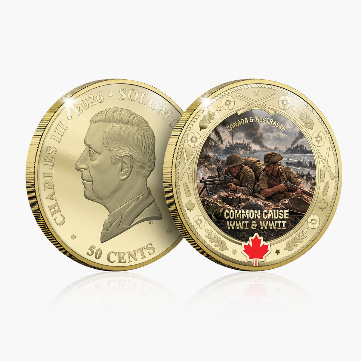 Canadian Allies in Arms - Common Cause WWI and WWII Coin