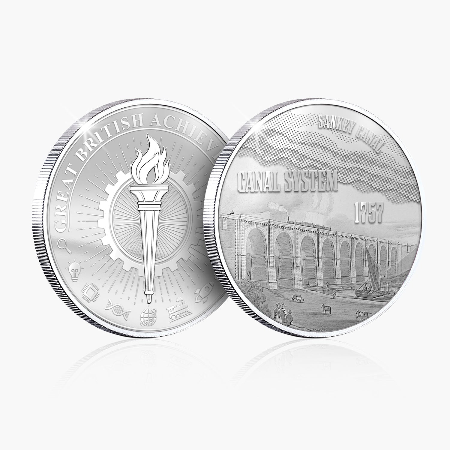 Great British Achievements Canal System Silver Plated BU Commemorative