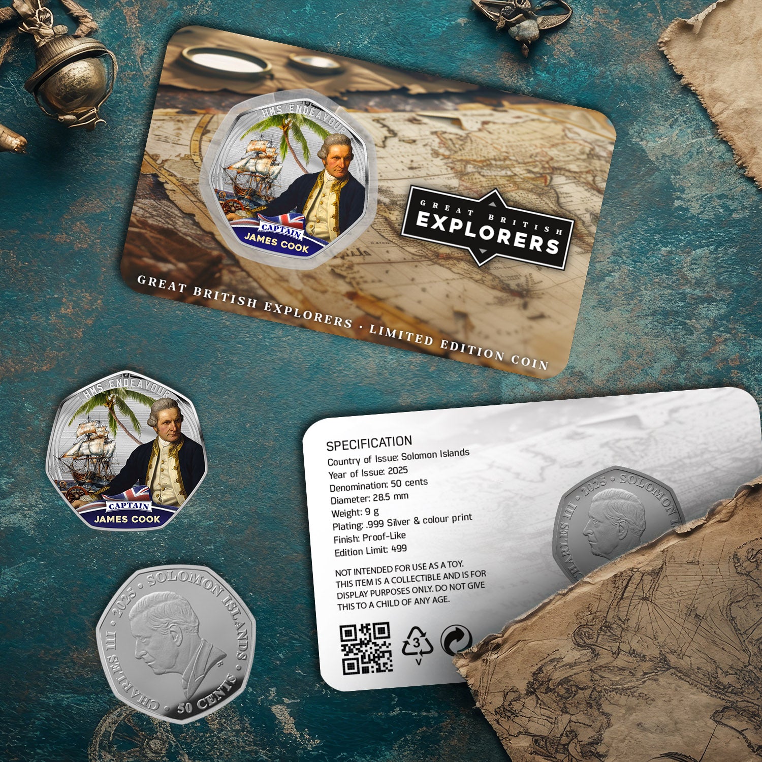 2025 Great British Explorers Captain Cook Silver Plated BU Coin