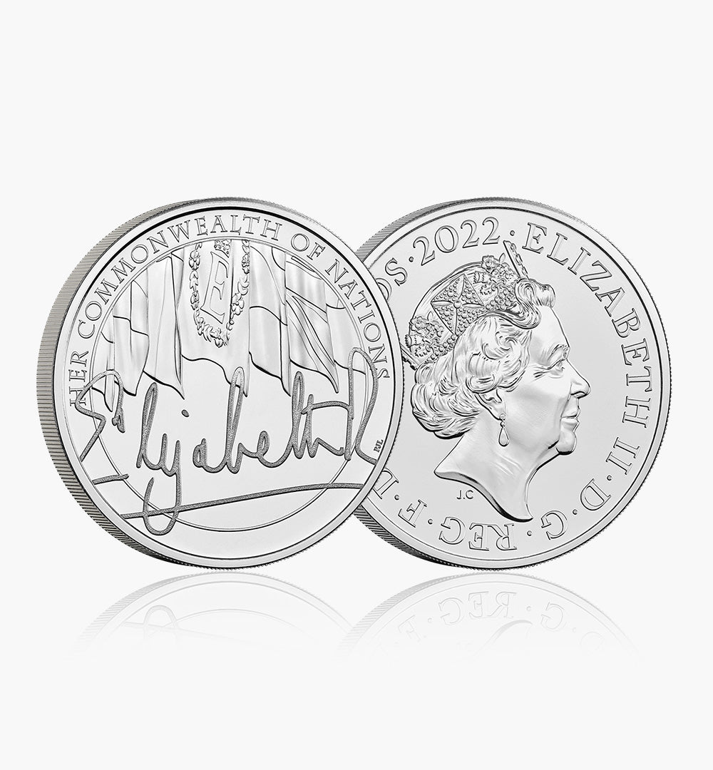 La pièce officielle de 5 £ BU du Queens Reign Commonwealth 2022 au Royaume-Uni