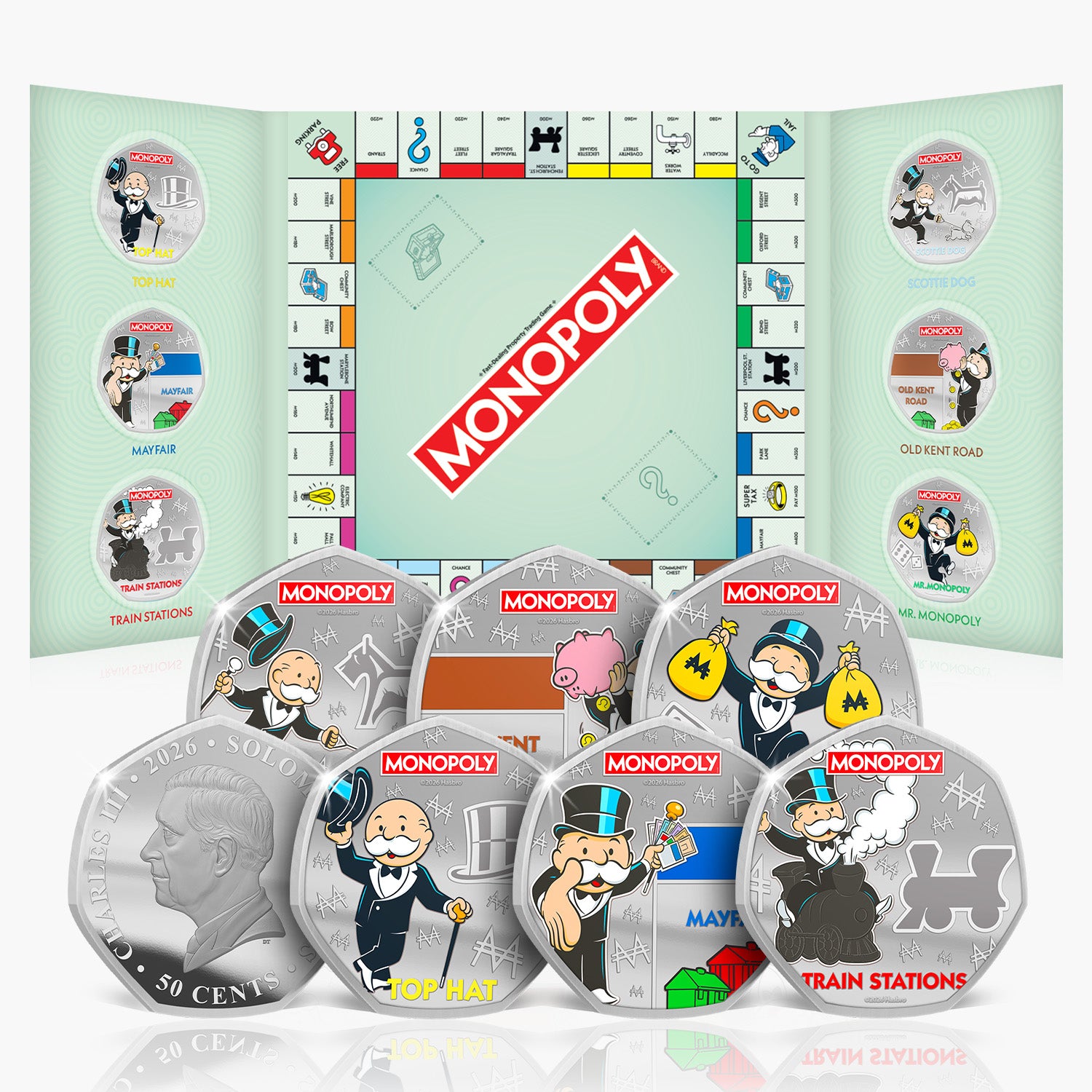 Monopoly Legends of the Board 2026 .999 Silver Plated Coin Pack