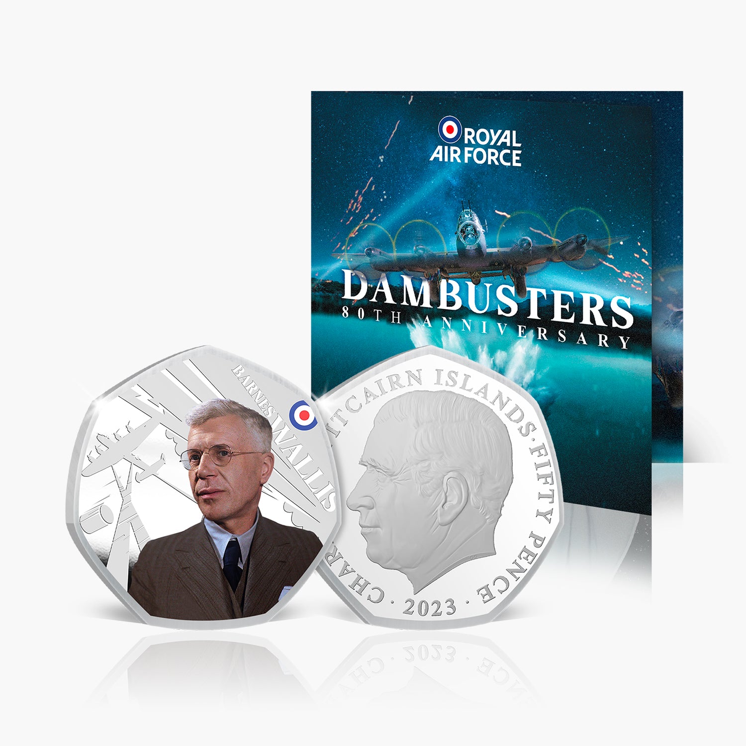 Dambusters 80th - Barnes Wallis 50p Brilliant Uncirculated Colour Coin 2023